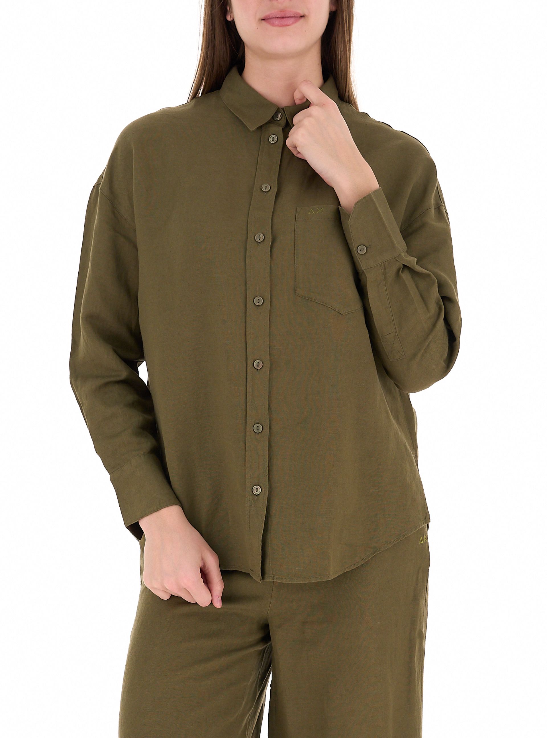 Camicia misto lino VERDE MILITARE