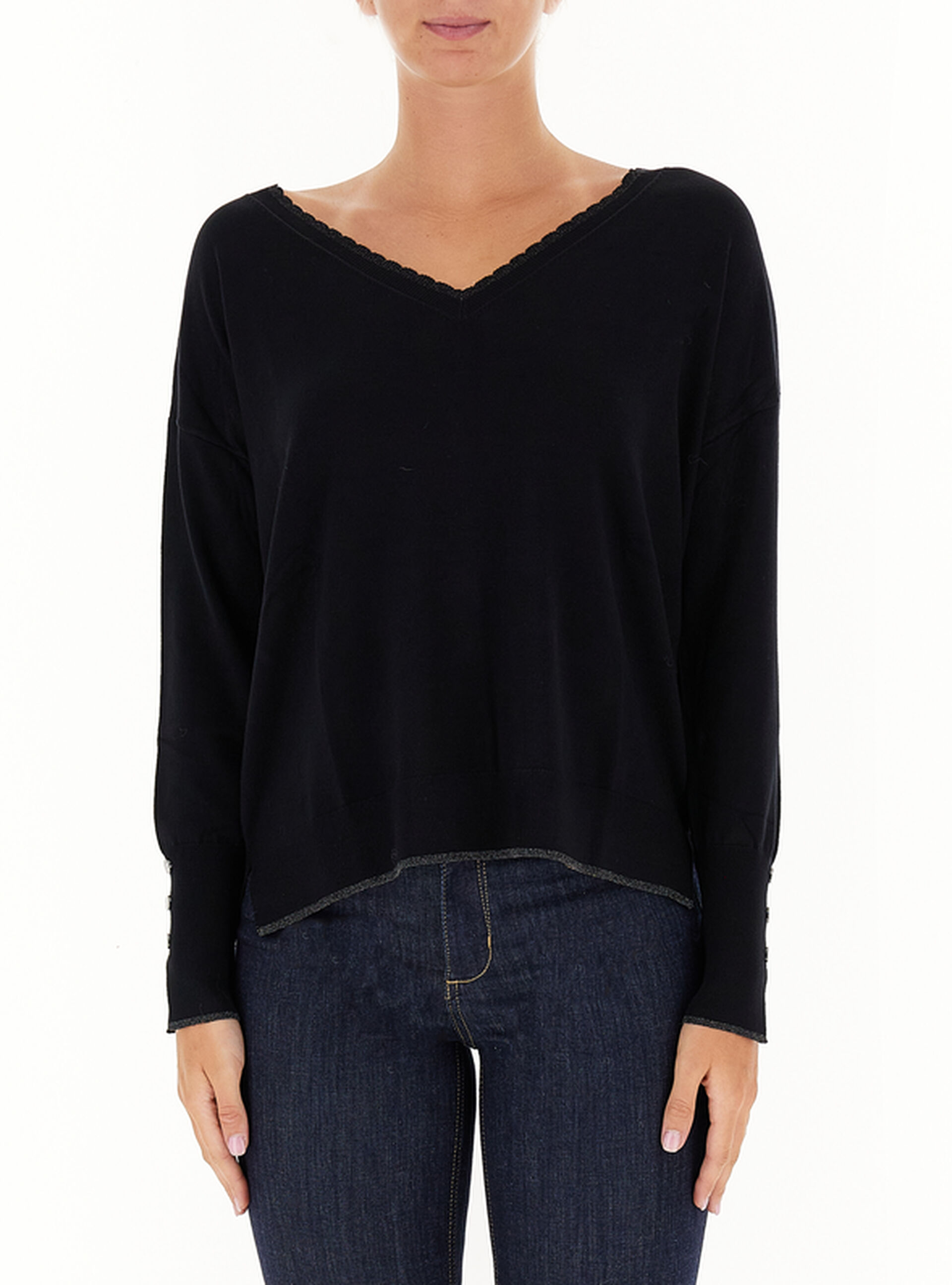 Maglia scollo V LIU JEANS NERO