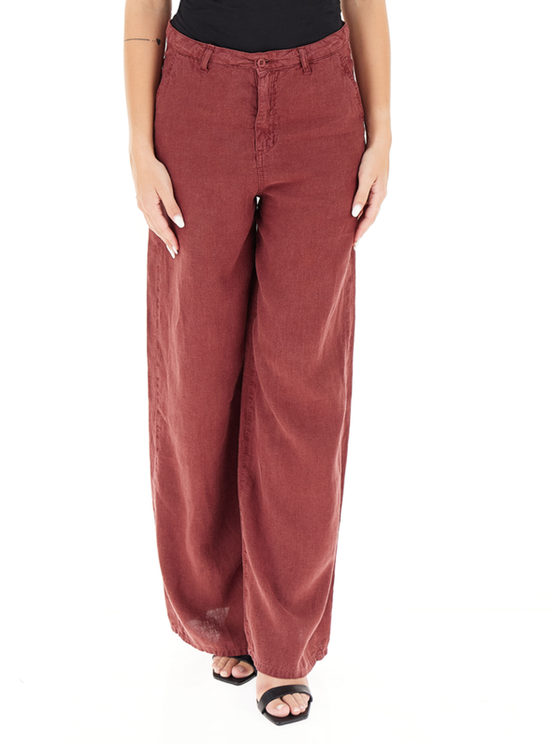 Pantalone in lino BORDEAUX XS