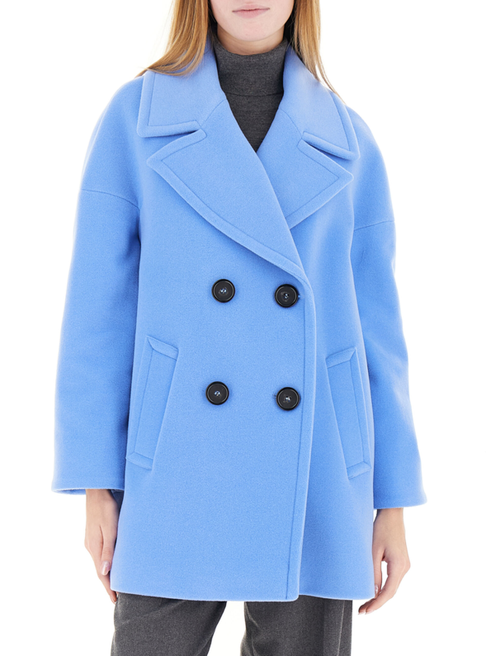 Cappotto doppiopetto CELESTE