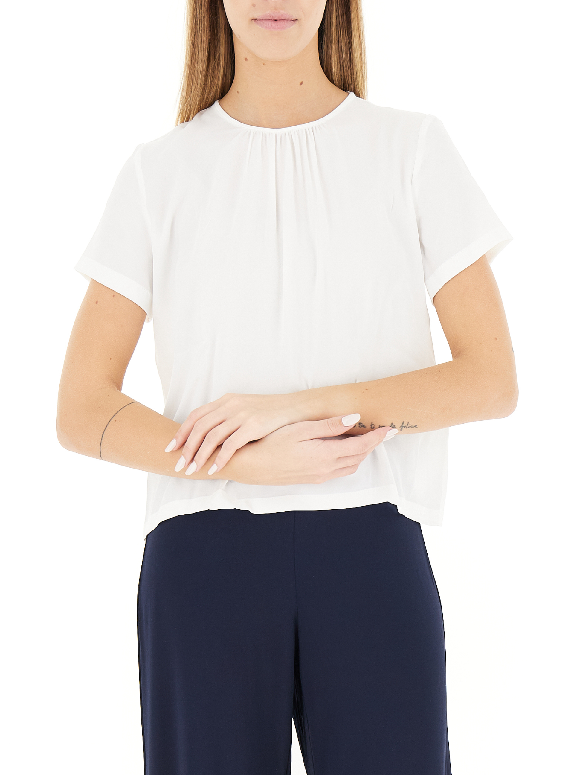 I BLUES Blusa misto seta PANNA