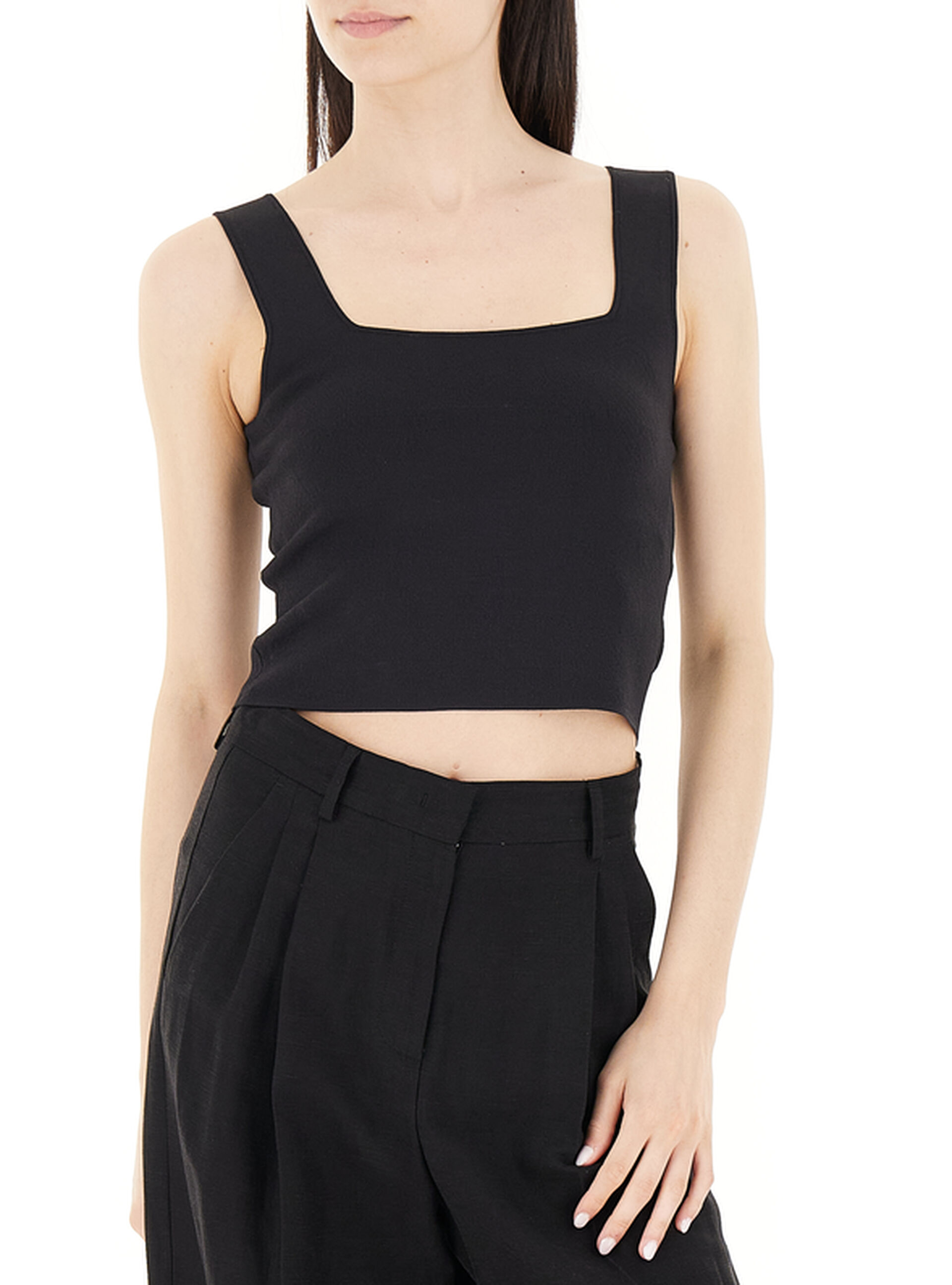 Top scollo quadrato NERO L