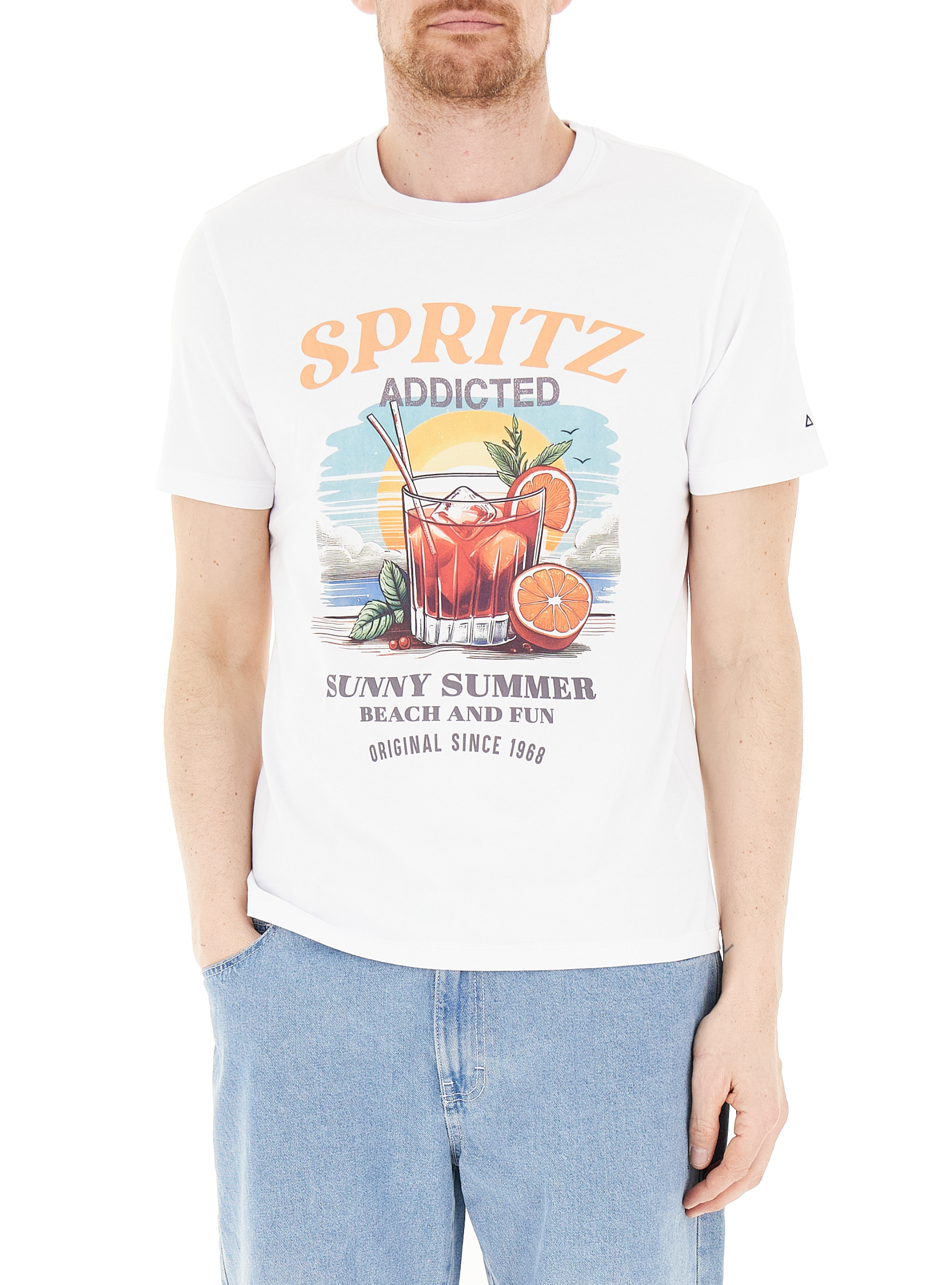 SUN68 T-shirt con stampa BIANCO