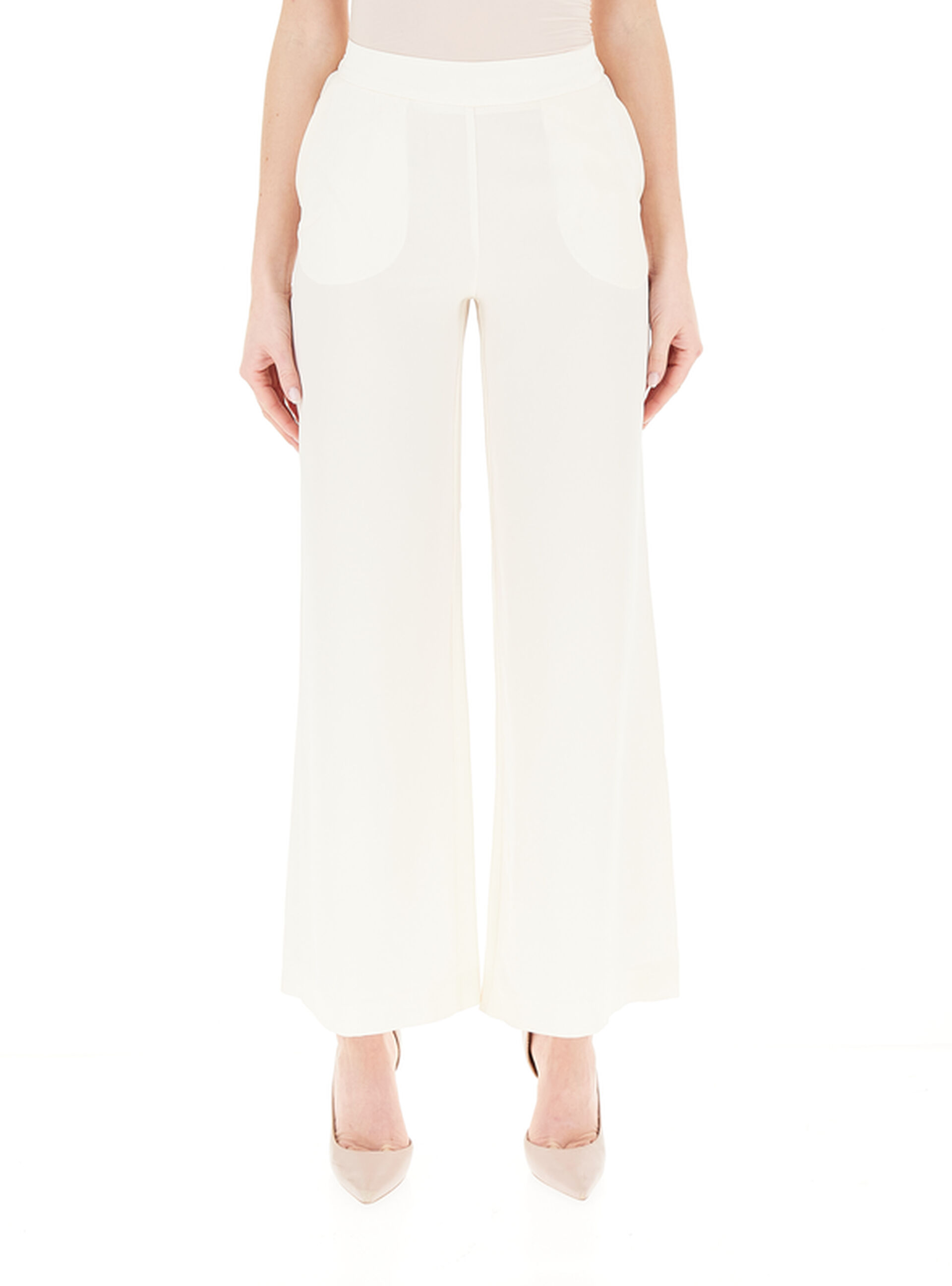 MOMONÌ Pantalone misto seta PANNA