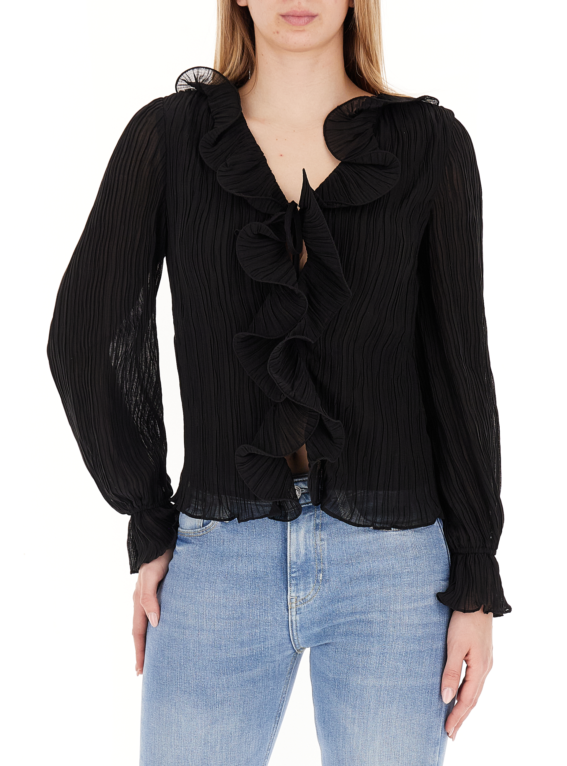 Guess Blusa con volants NERO S