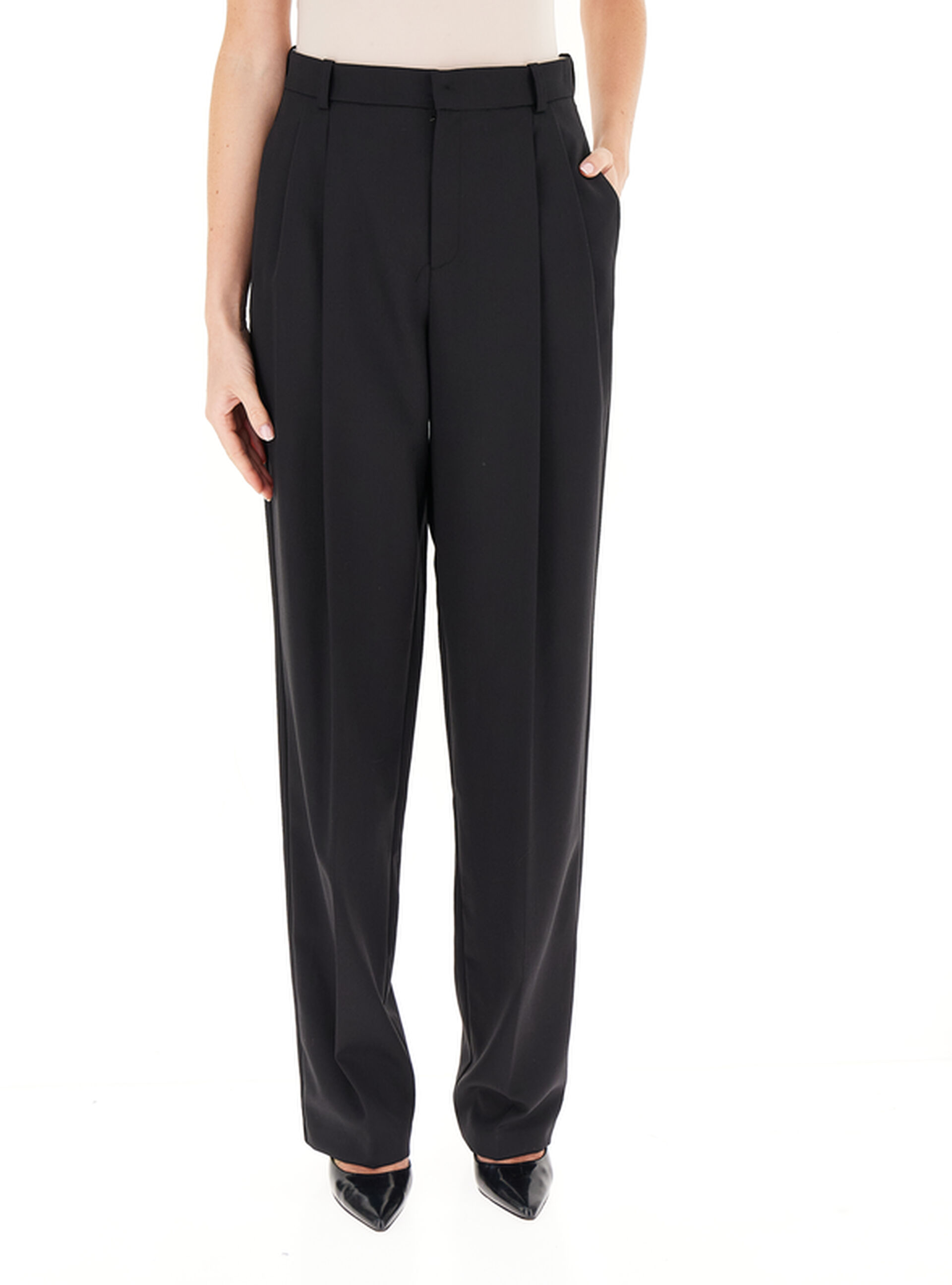 Pantalone con pinces NERO