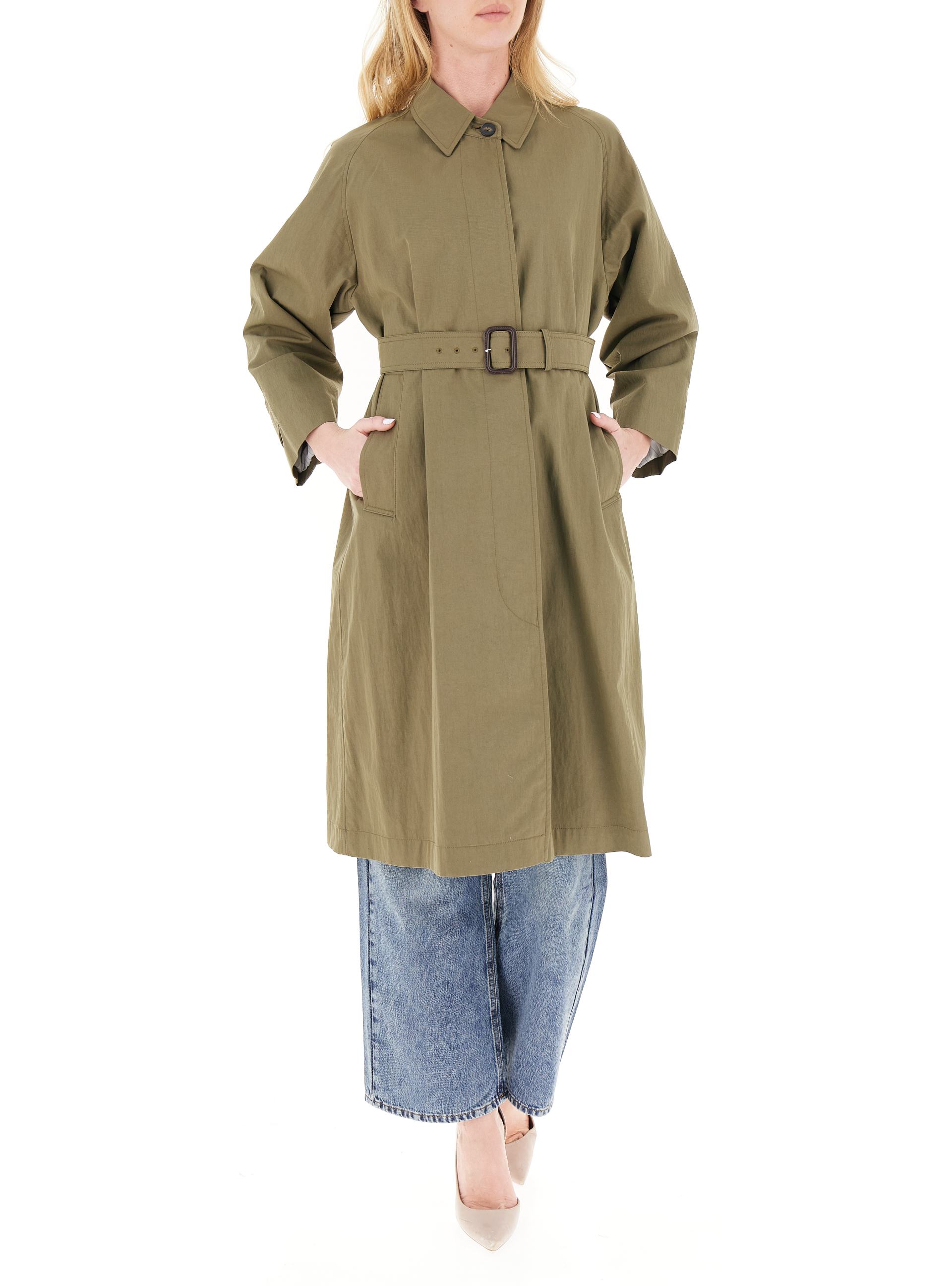 Trench con cintura VERDE MILITARE