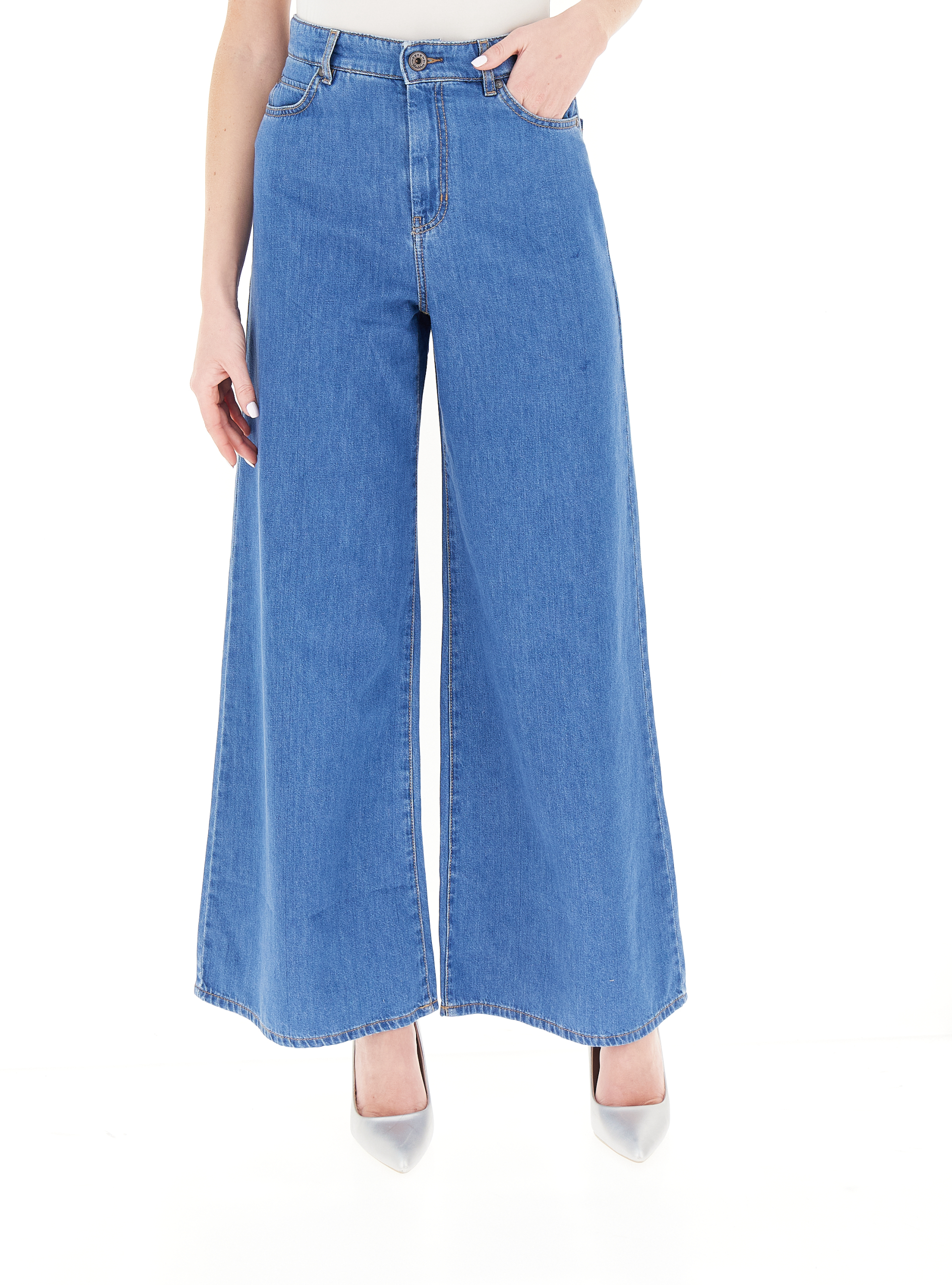 Jeans wide leg BLU CHIARO