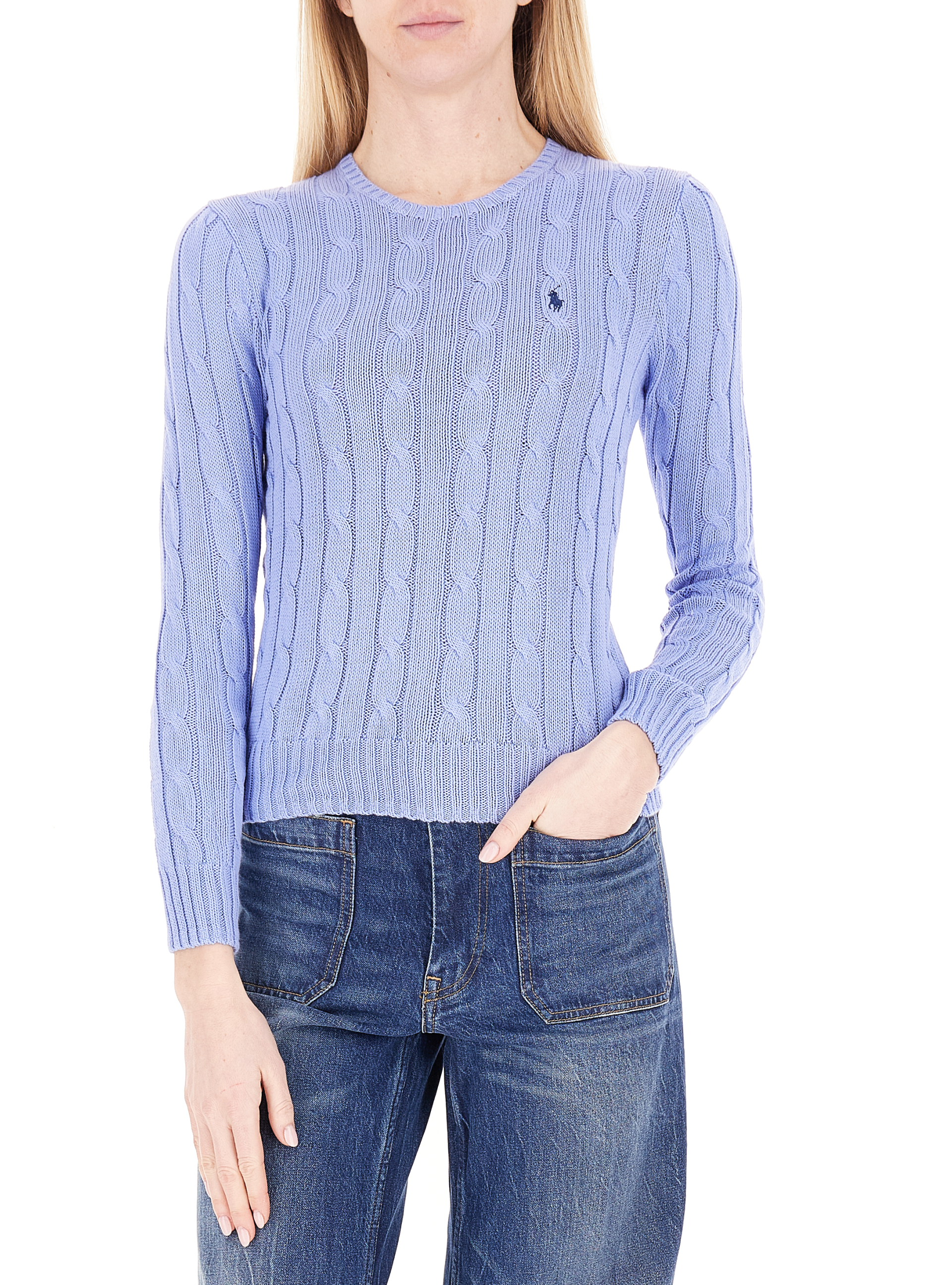 Maglione a trecce POLO CELESTE S