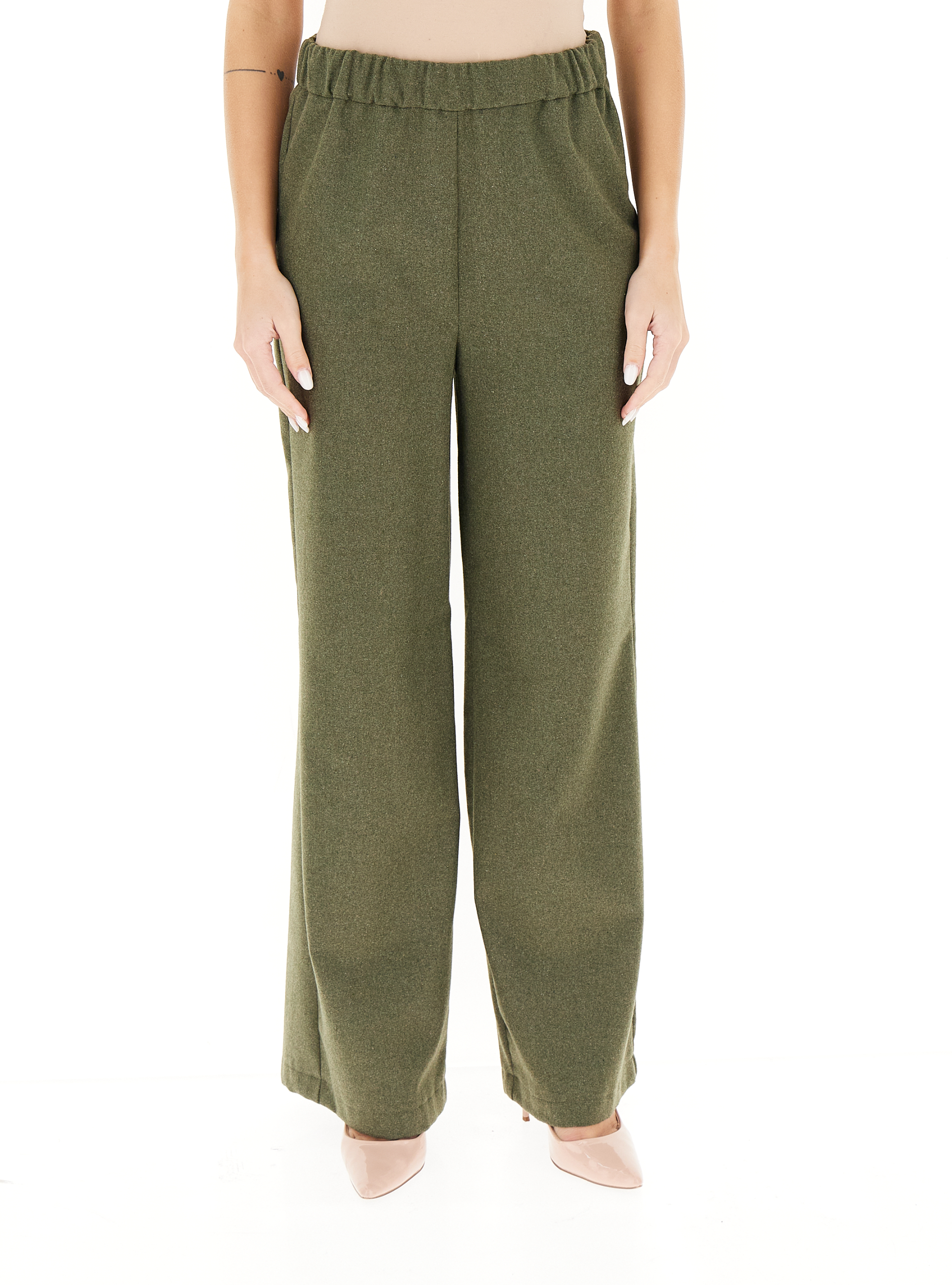 Pantalone wide leg VERDE OLIVA S