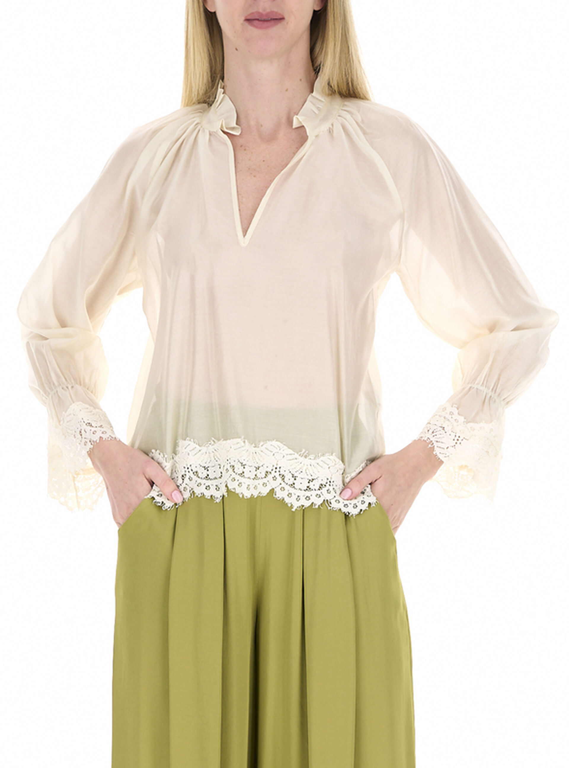 Dixie Blusa con pizzo BURRO S