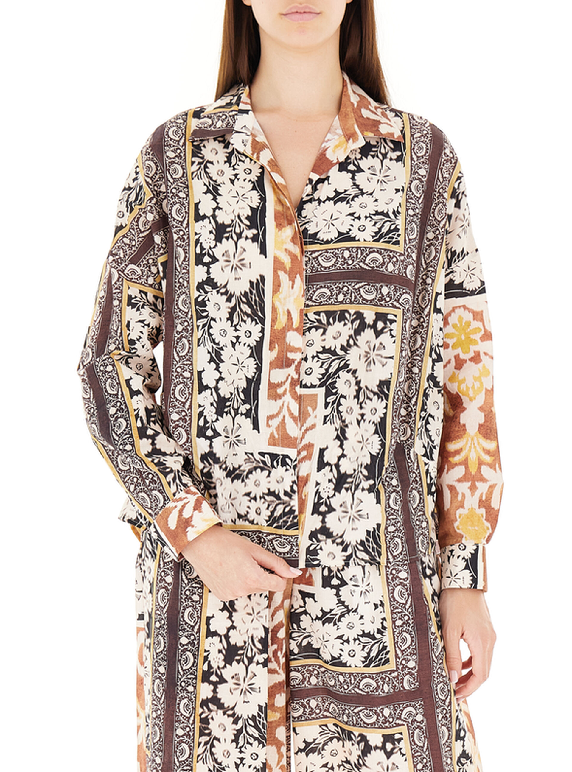VICOLO Camicia in cotone MARRONE
