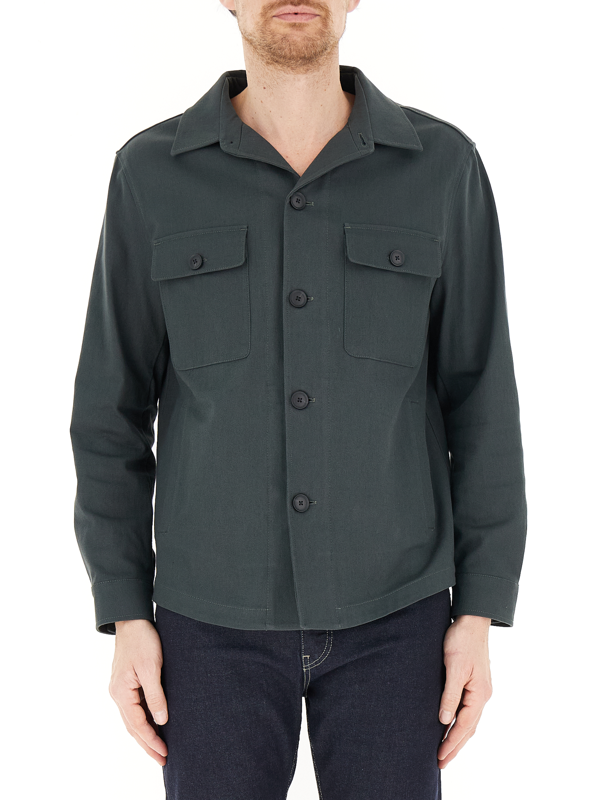 Giacca overshirt cotone BOSS VERDE BOTTIGLIA
