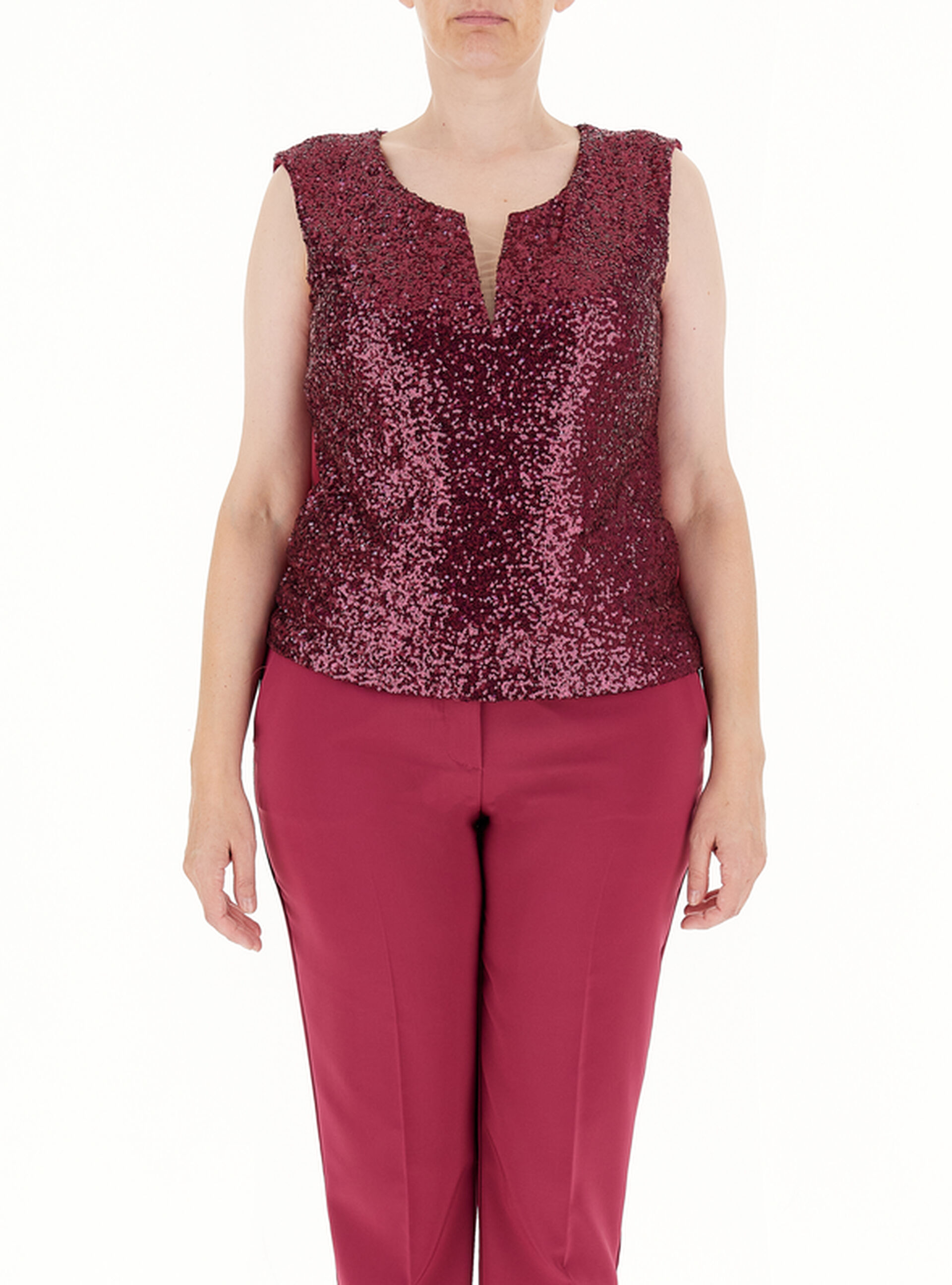 Top con paillettes ROSSO