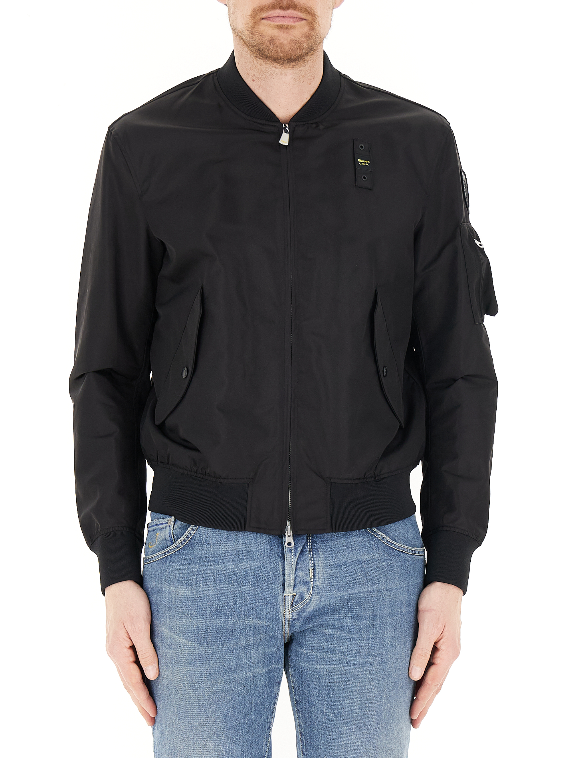 Blauer Bomber con zip NERO