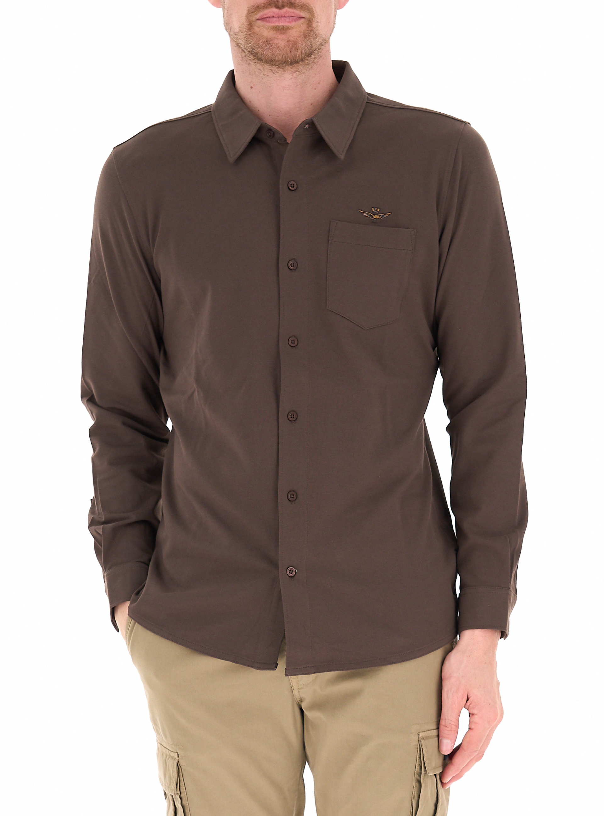 Camicia maniche lunghe MARRONE L