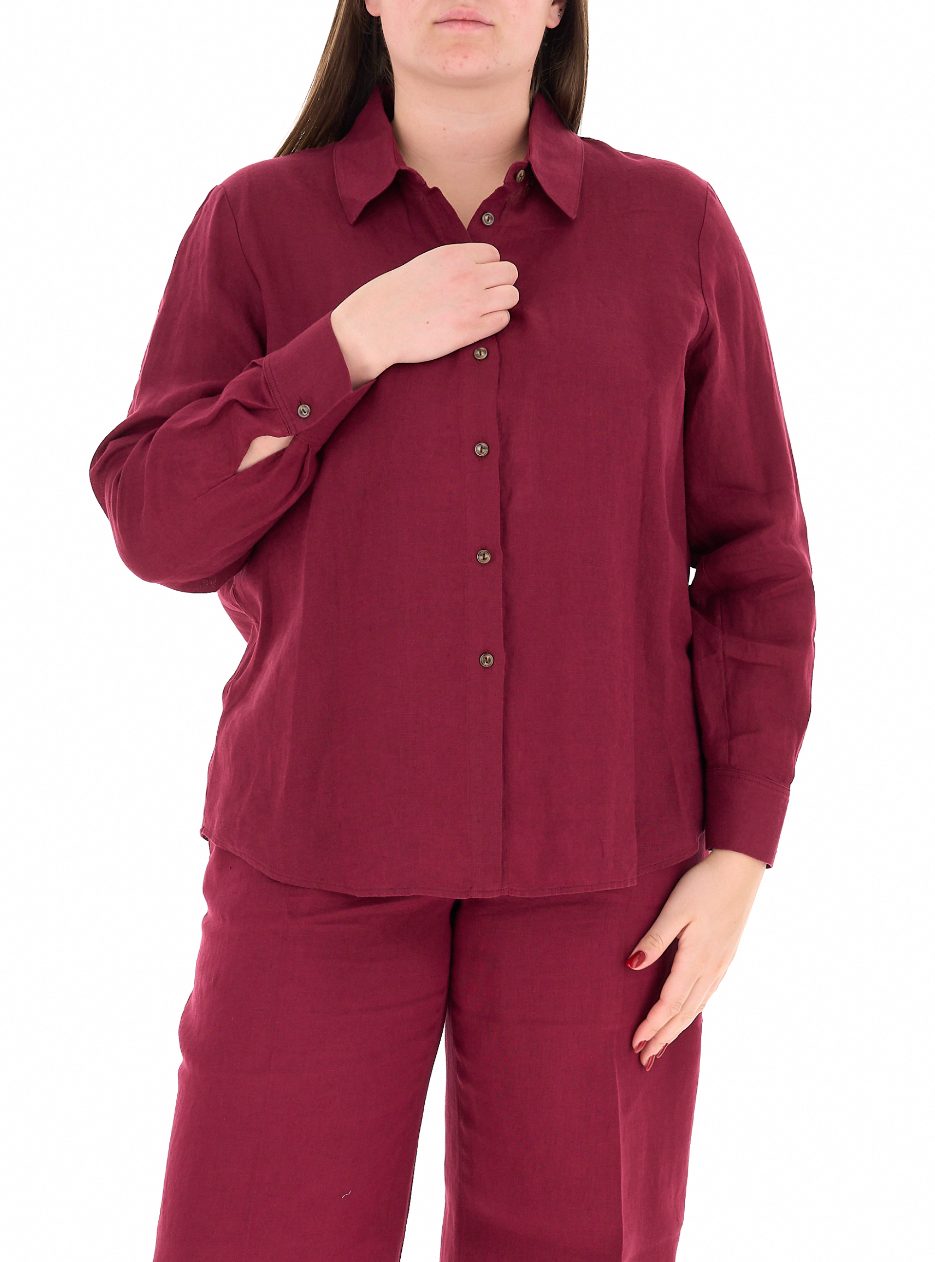 Blusa in lino BORDEAUX 25
