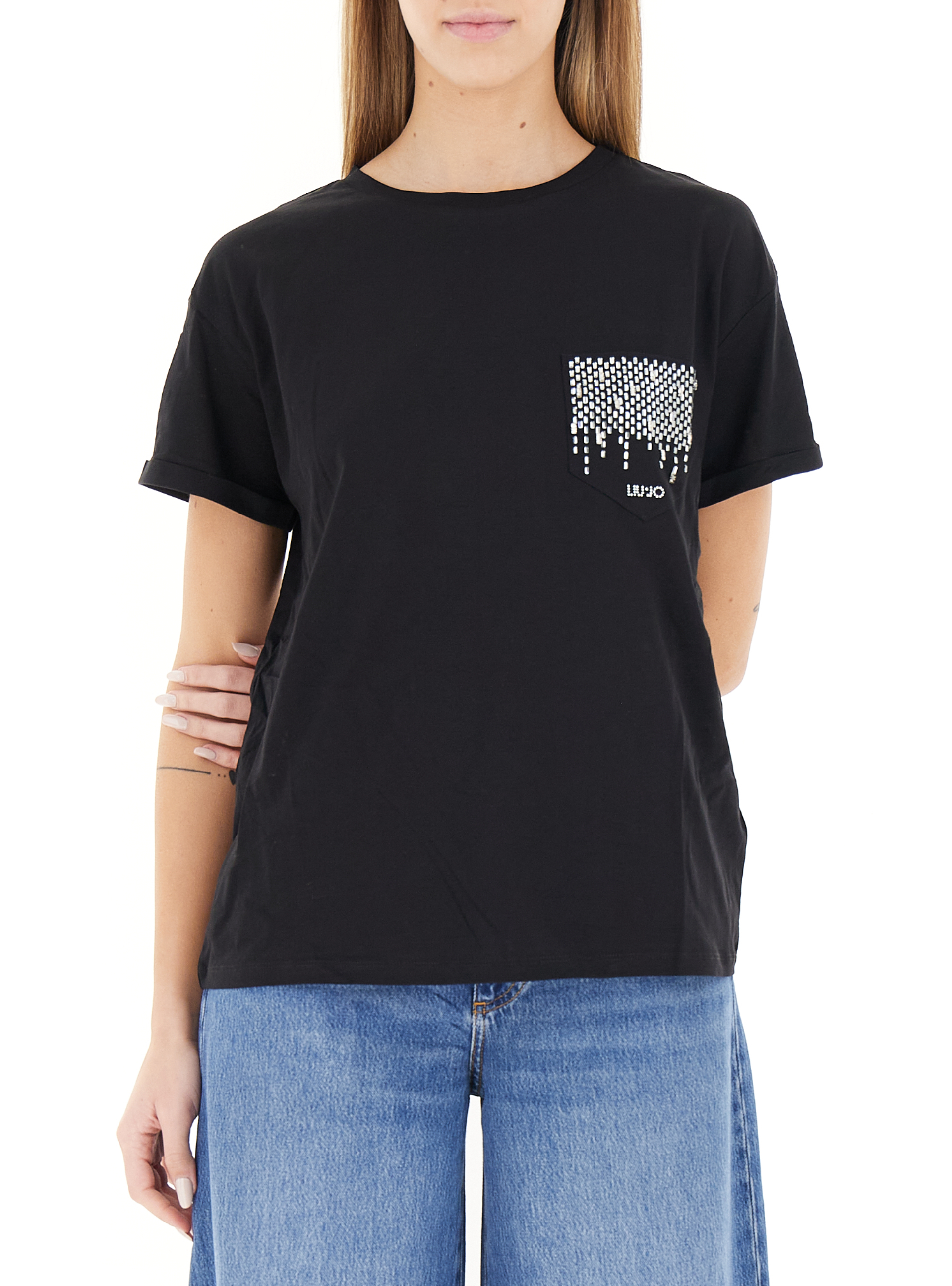 T-shirt girocollo LIU JEANS NERO L