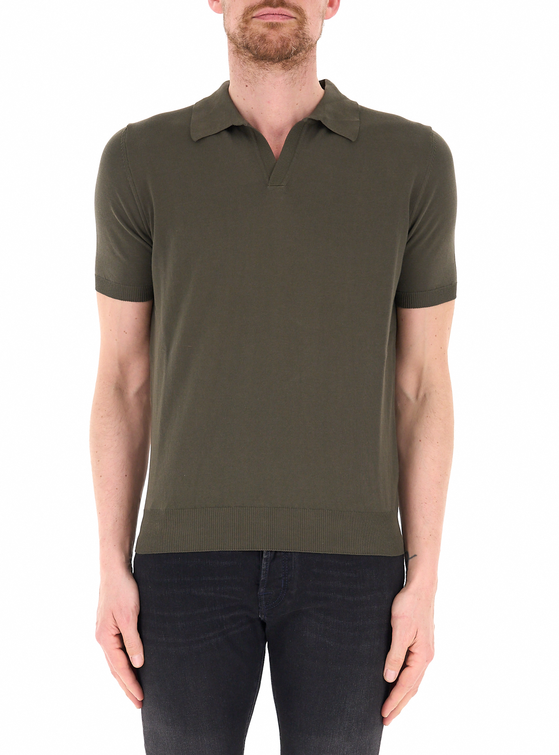 Polo in cotone VERDE MILITARE 50