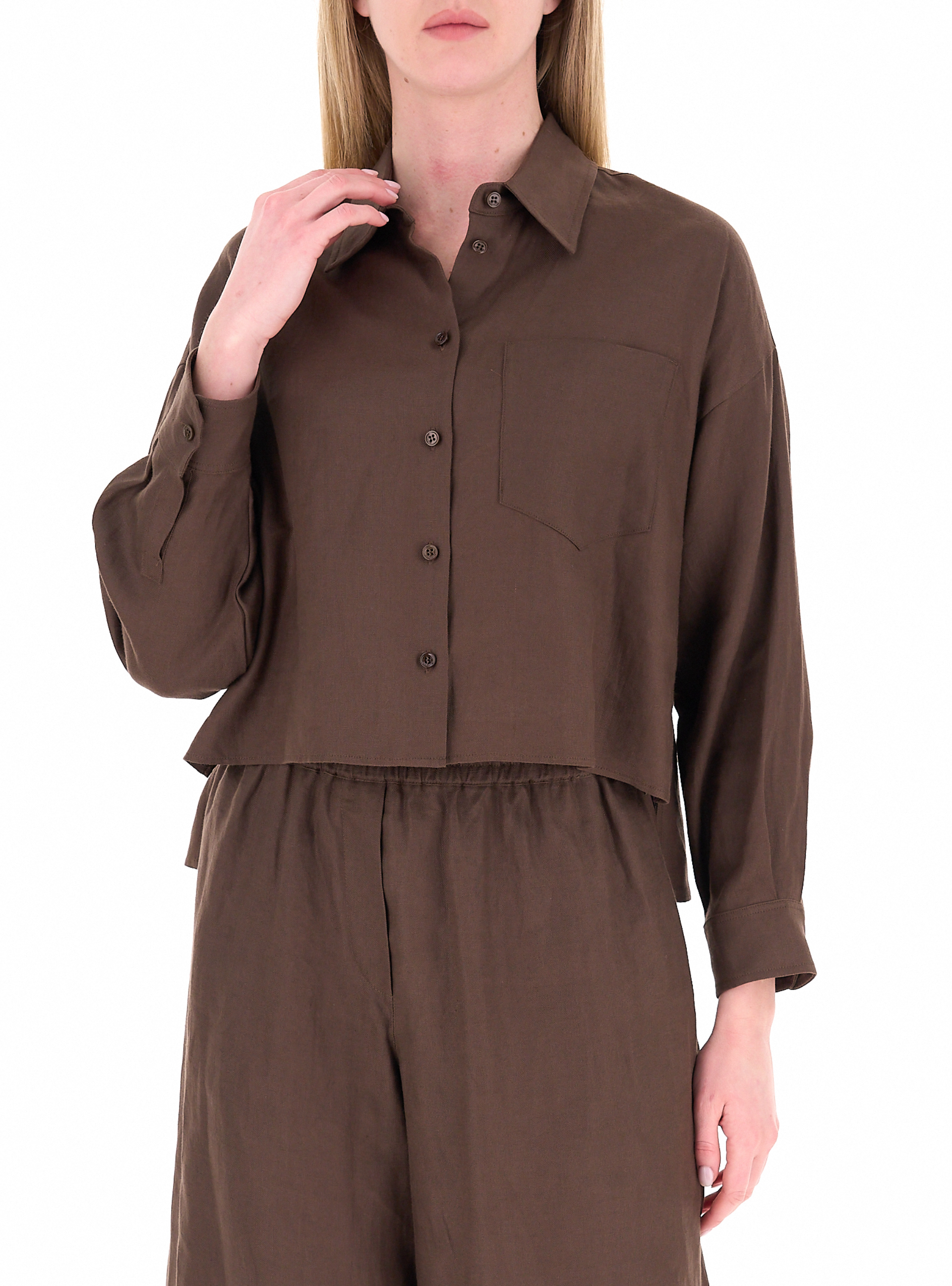 Camicia in lino MARRONE 40