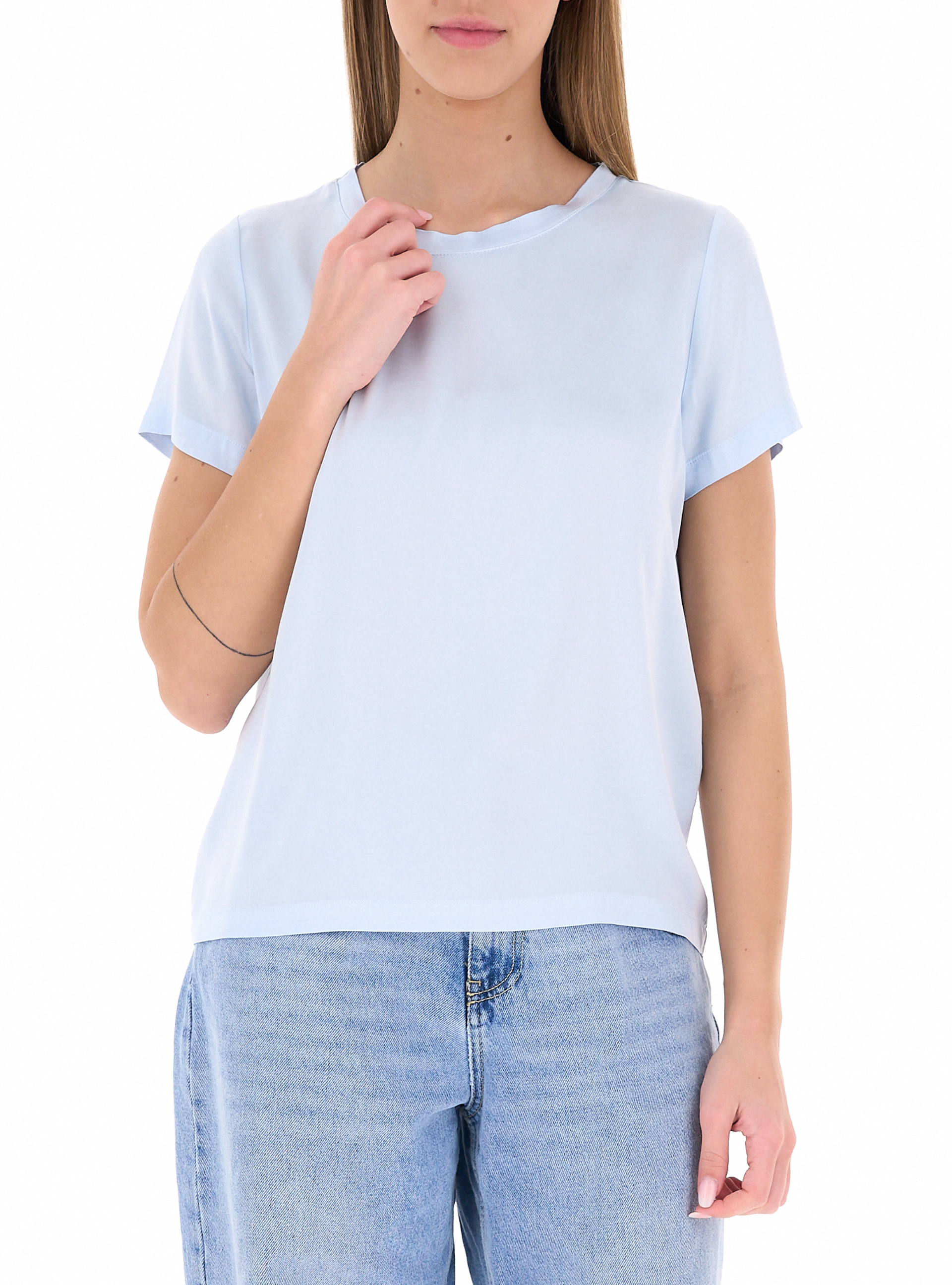 T-shirt in satin AZZURRO CHIARO L