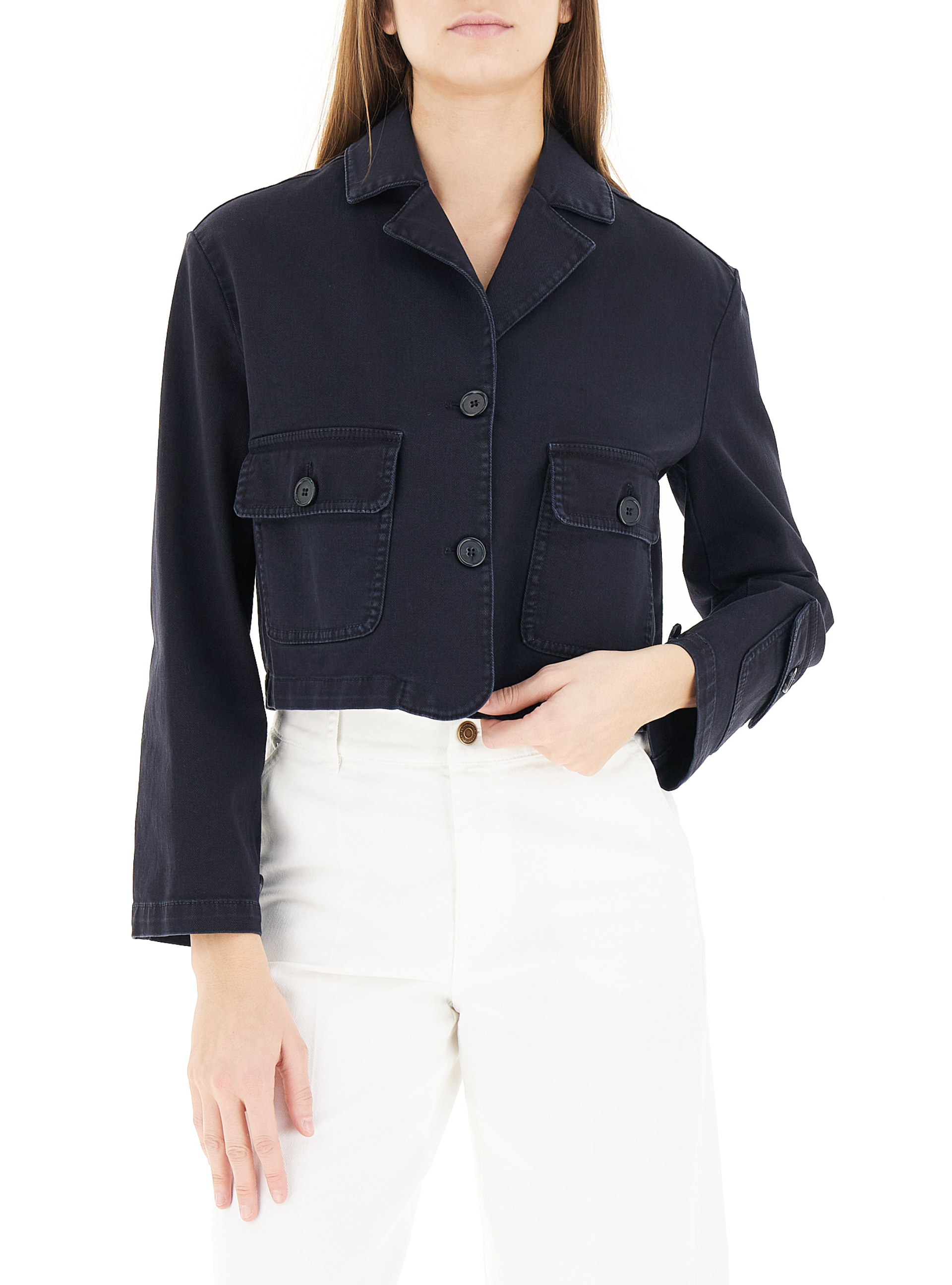 Giacca cropped cotone BLU NAVY 42