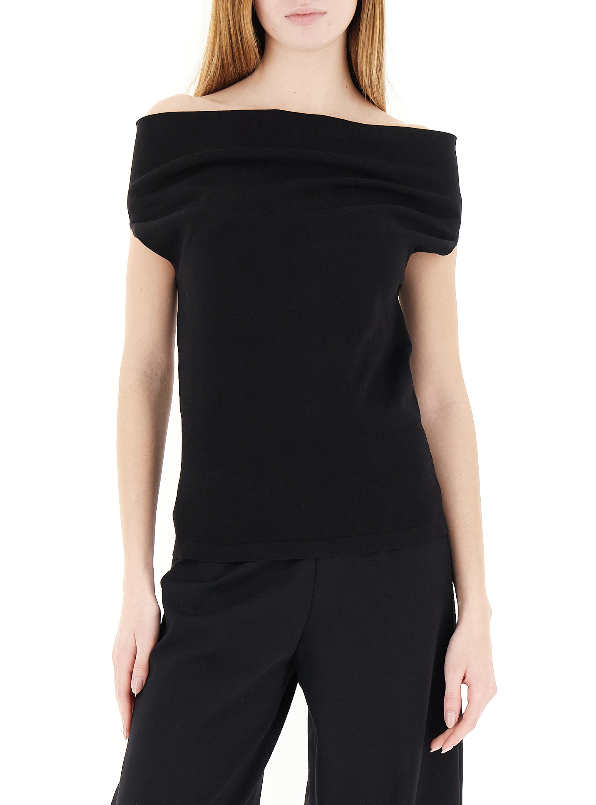 Maglia scollo bardot NERO