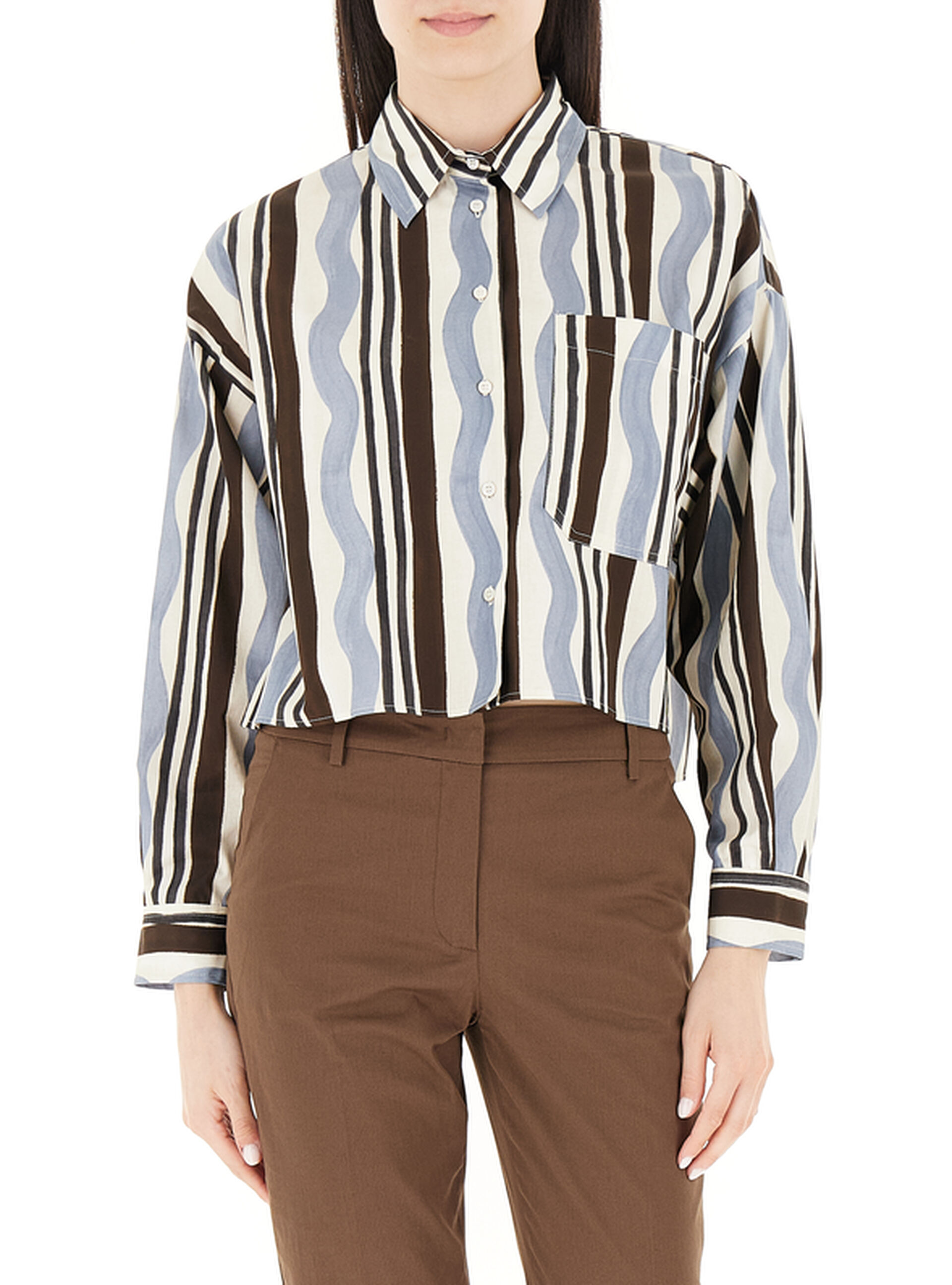 Camicia a righe MARRONE