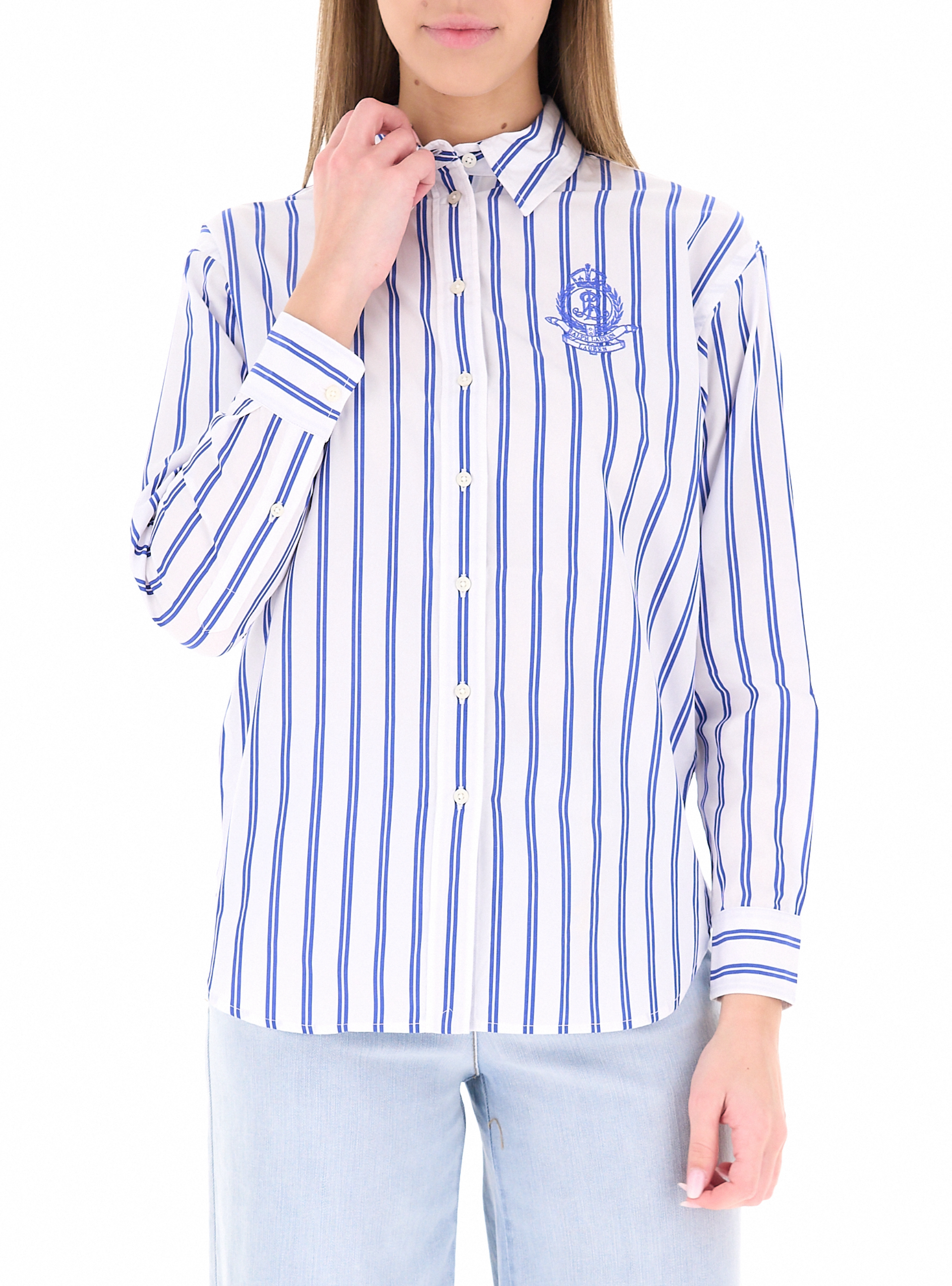 Camicia a righe LAUREN BLU CHIARO