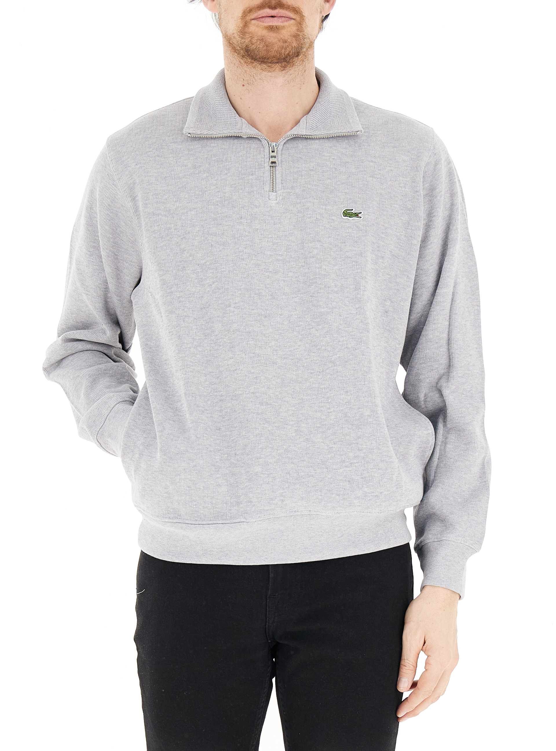 Lacoste Maglione mezza zip GRIGIO