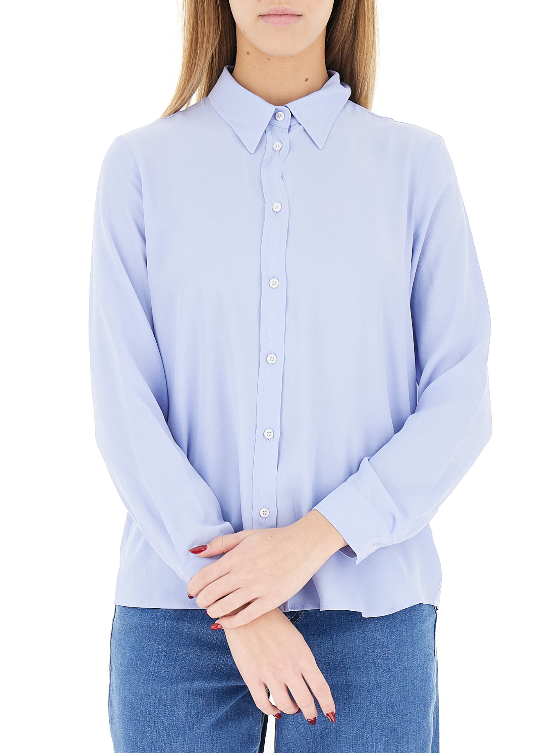 Camicia misto seta AZZURRO POLVERE 44