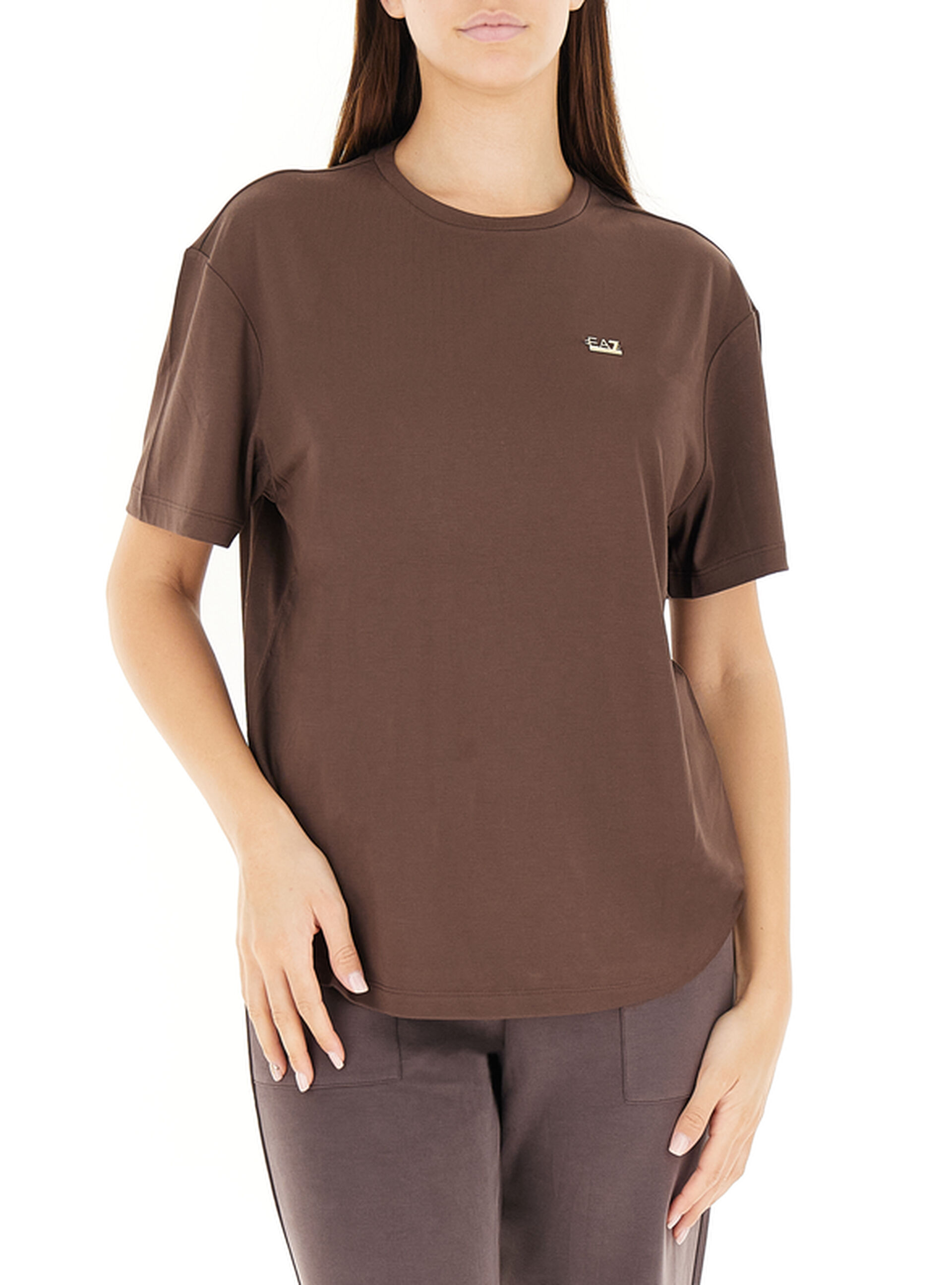 T-shirt girocollo MARRONE
