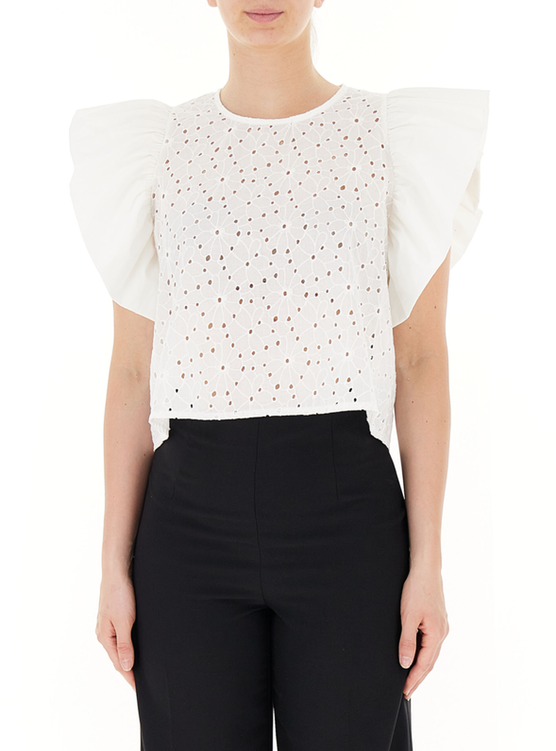 Blusa in cotone BIANCO