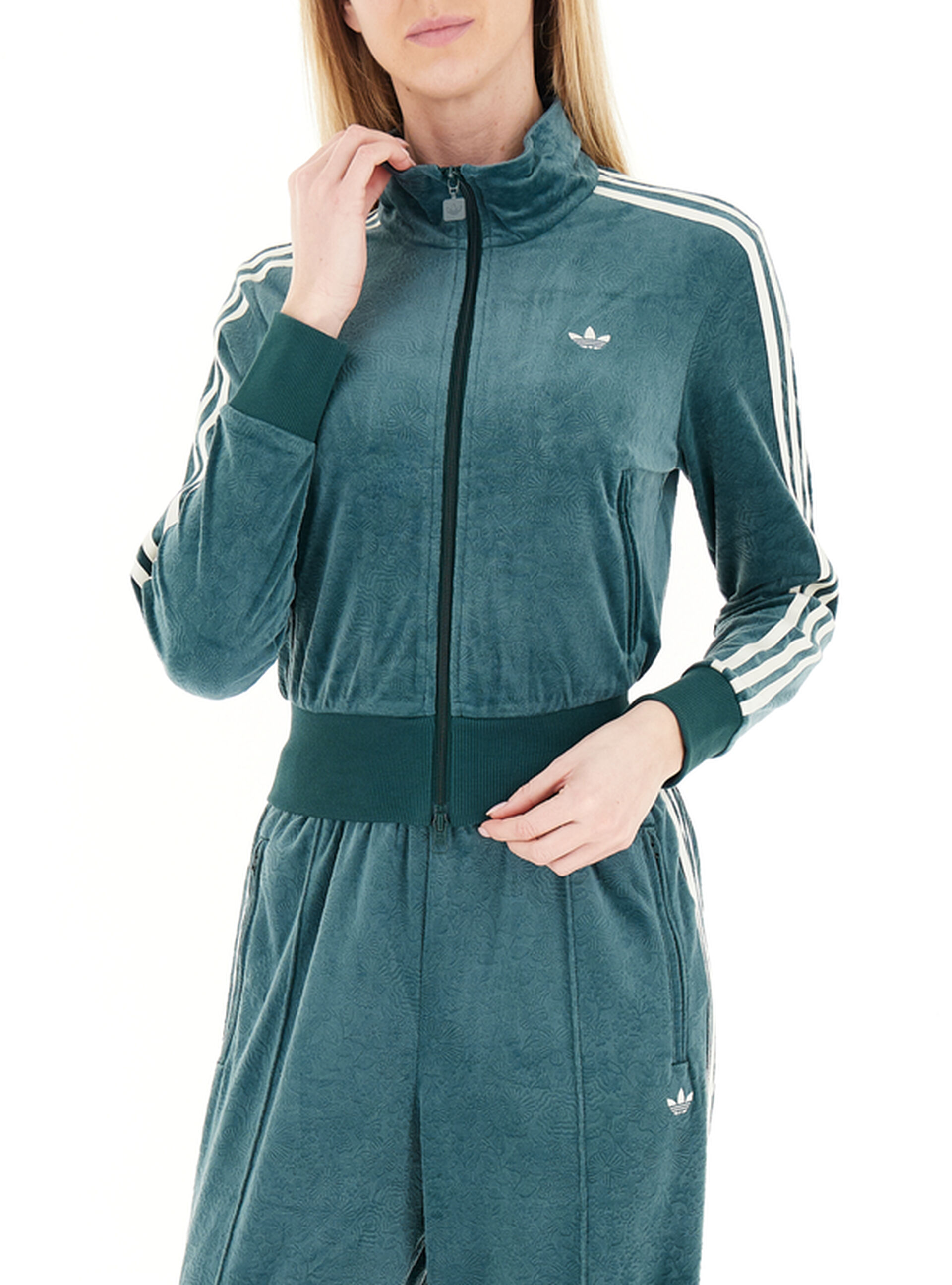 Adidas Felpa in velluto PETROLIO M