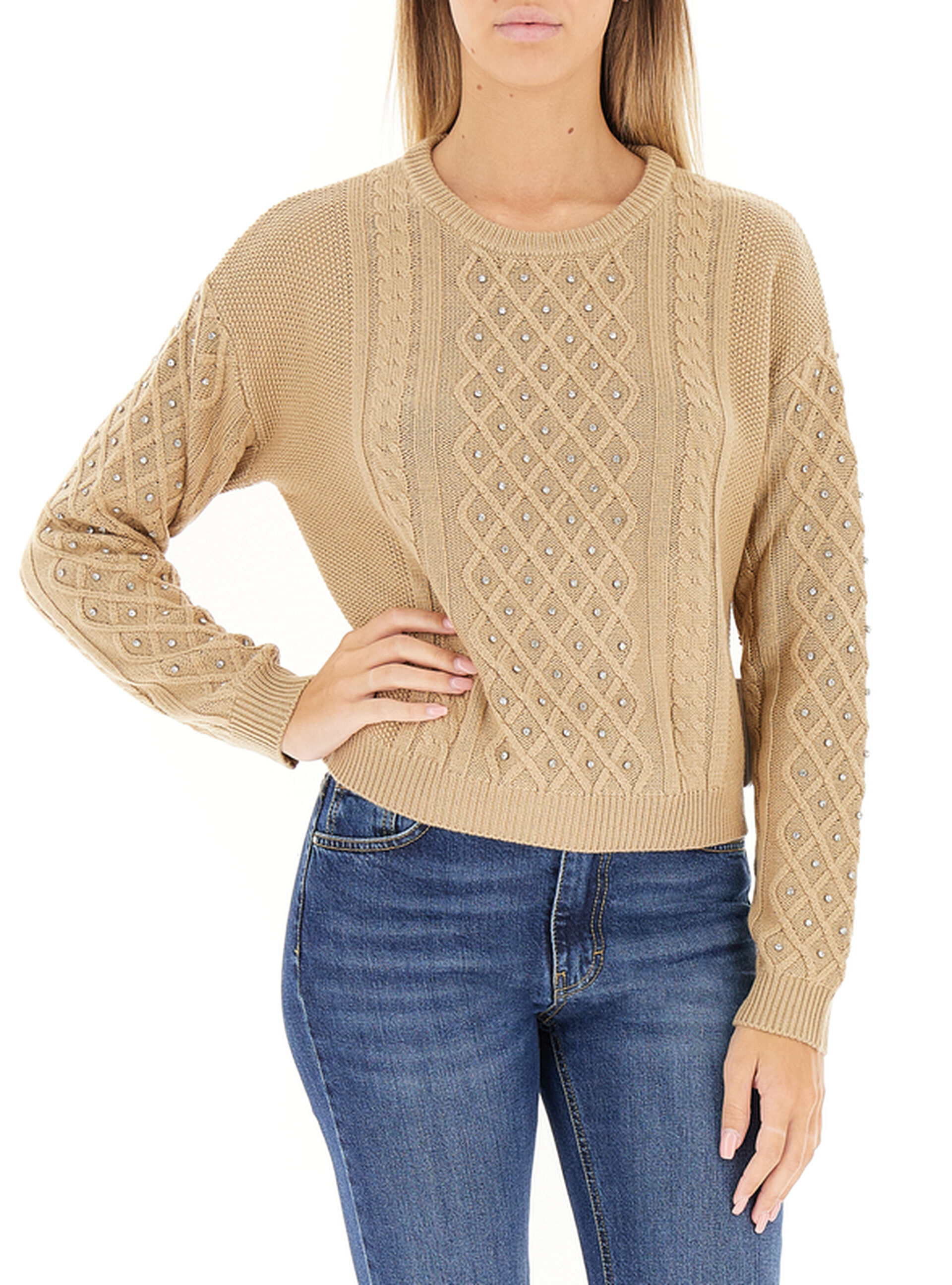 KOCCA Maglione con strass BEIGE