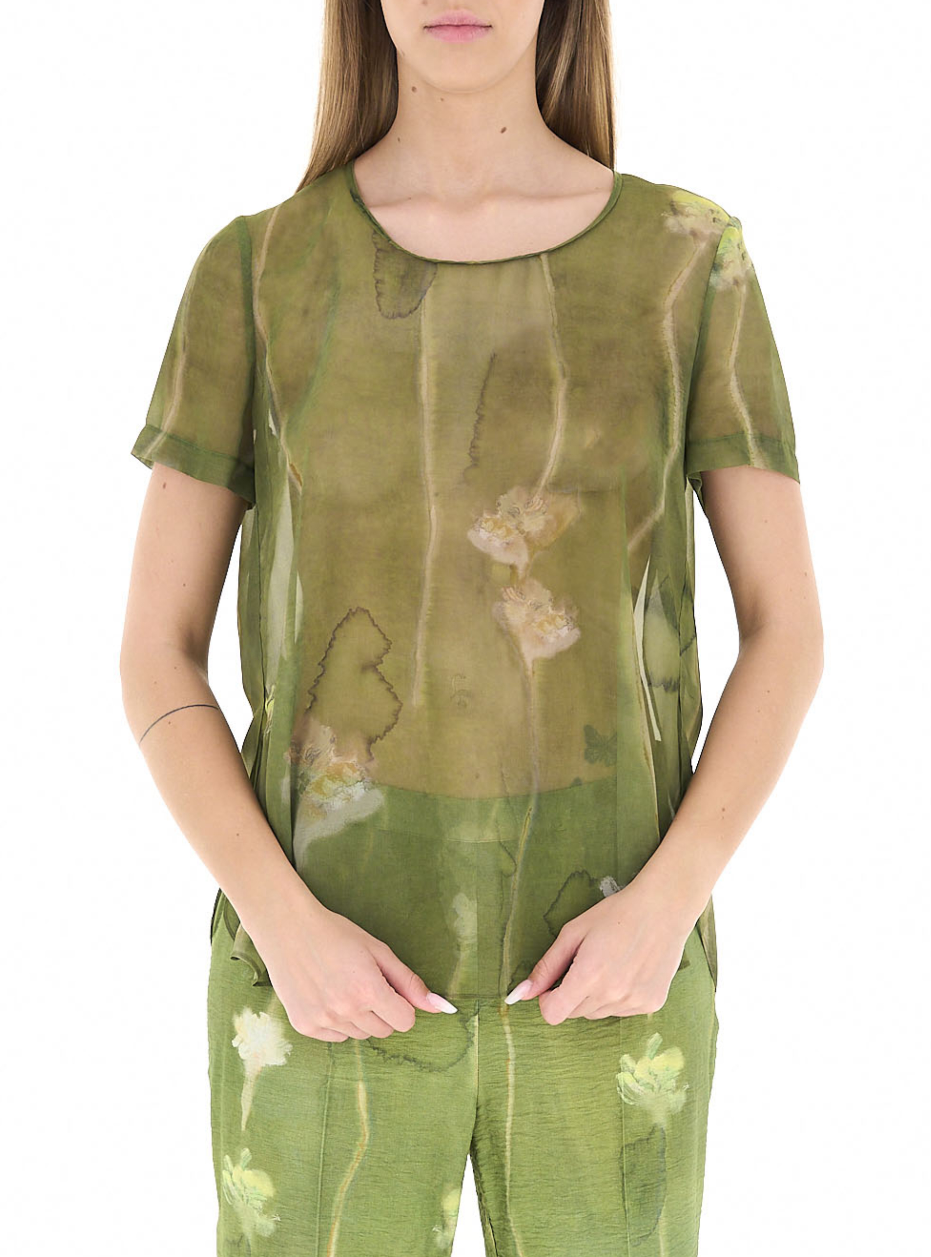 Blusa maniche corte VERDE