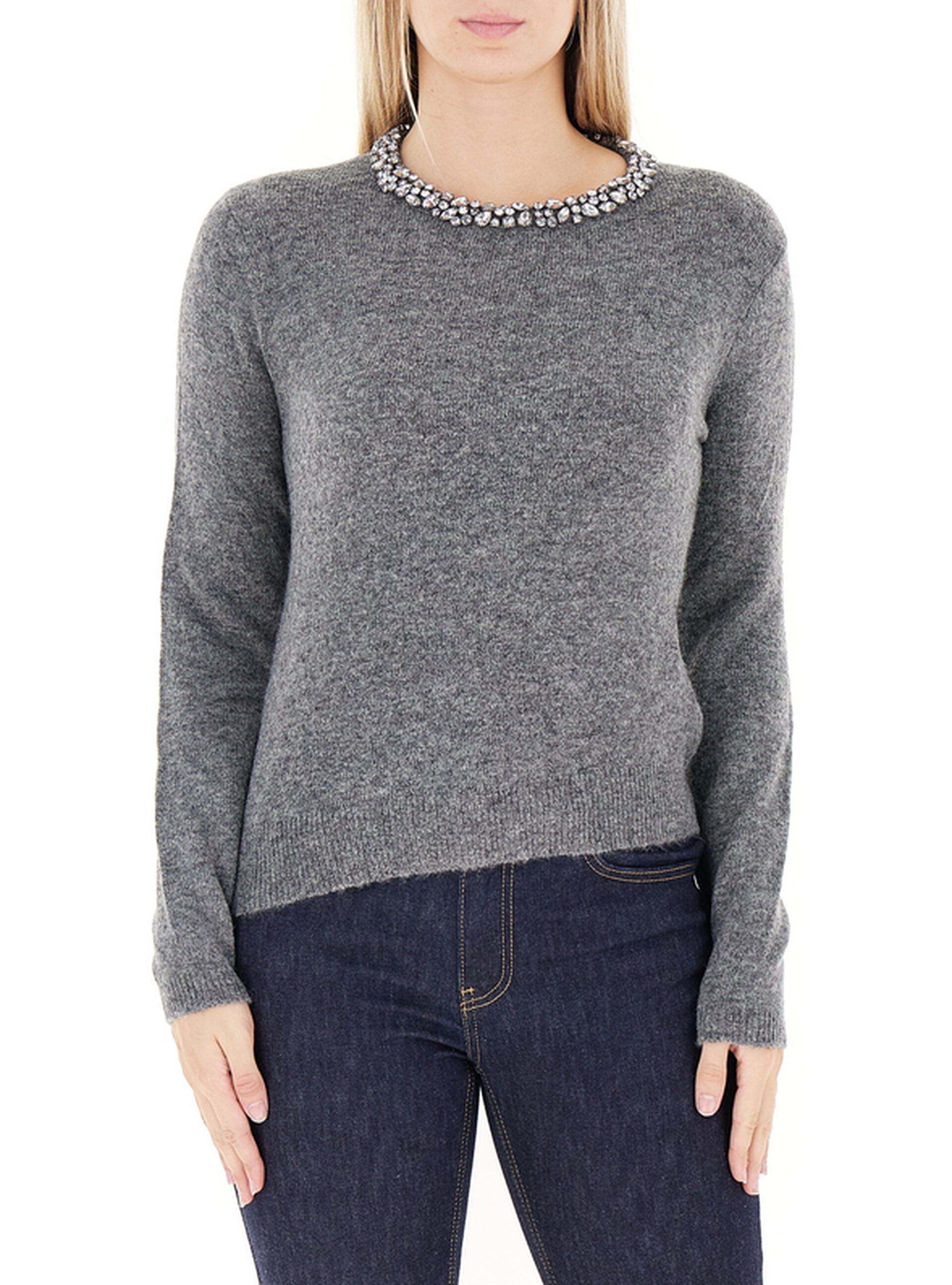 Maglione con strass GRIGIO L