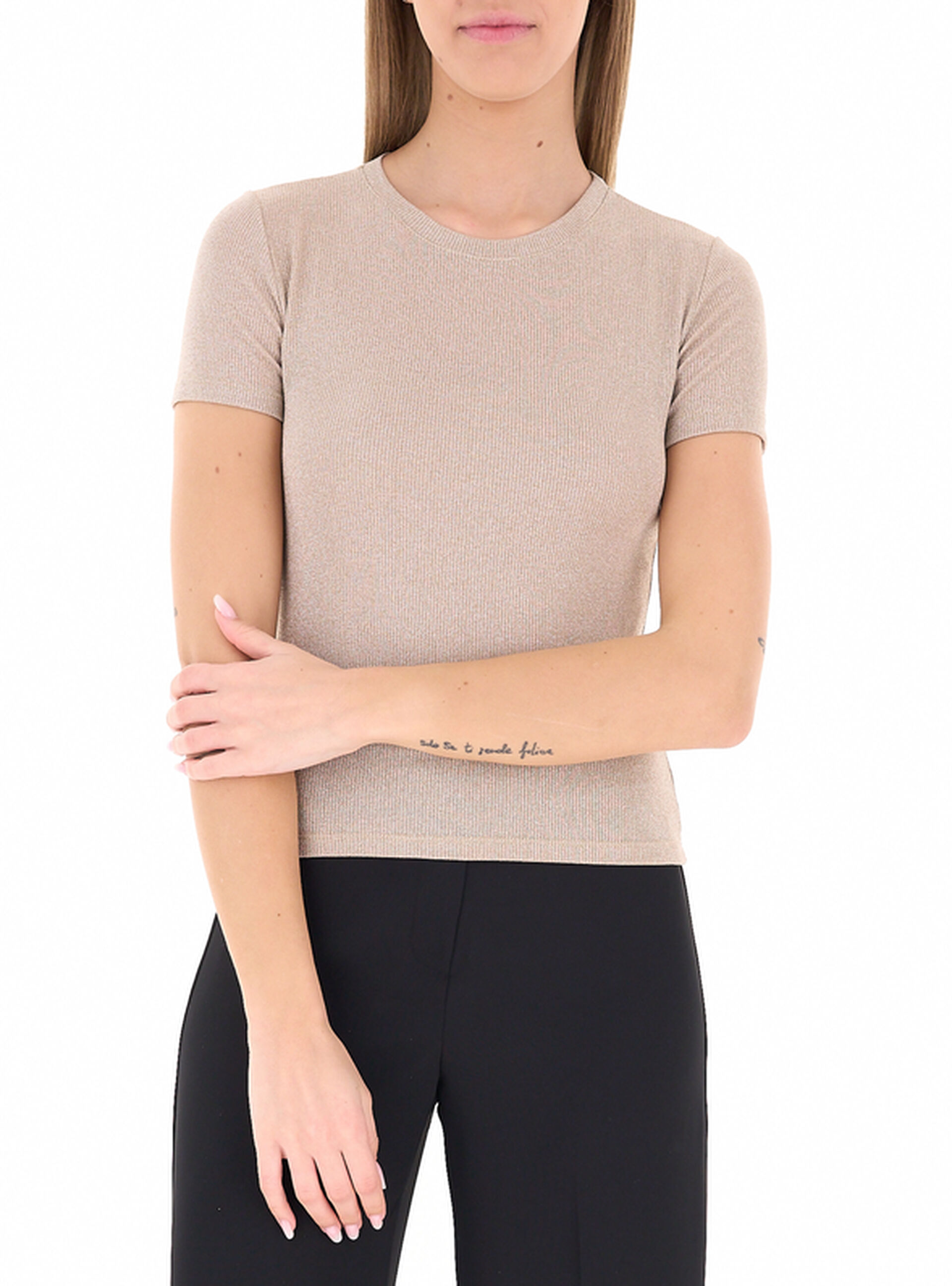 T-shirt a costine BEIGE M