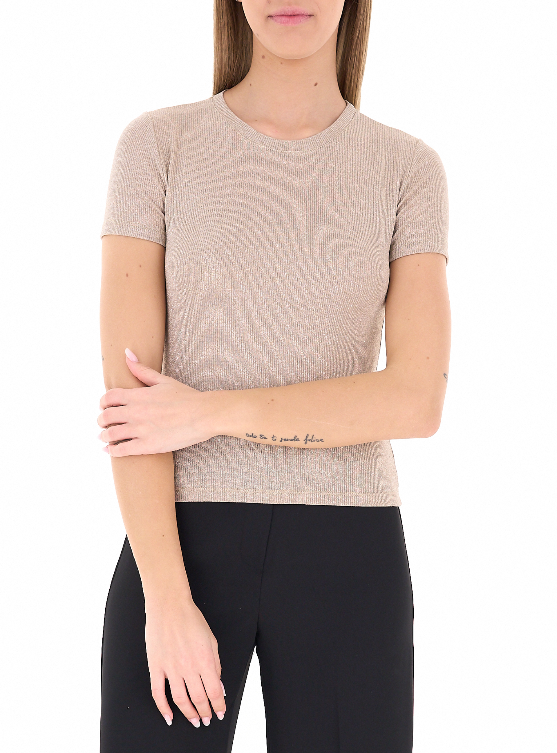 T-shirt a costine BEIGE L