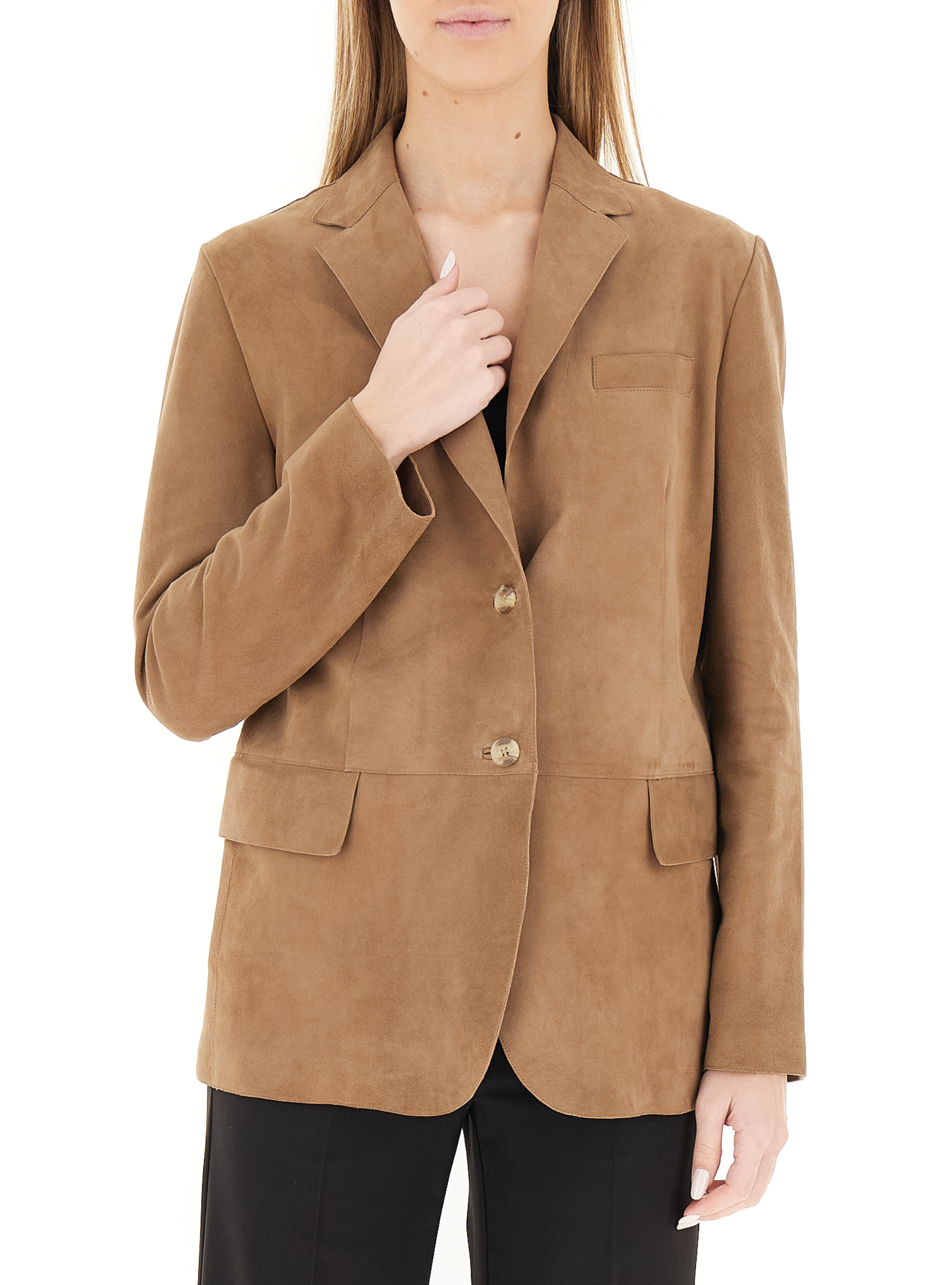 Blazer pelle scamosciata MARRONE CHIARO