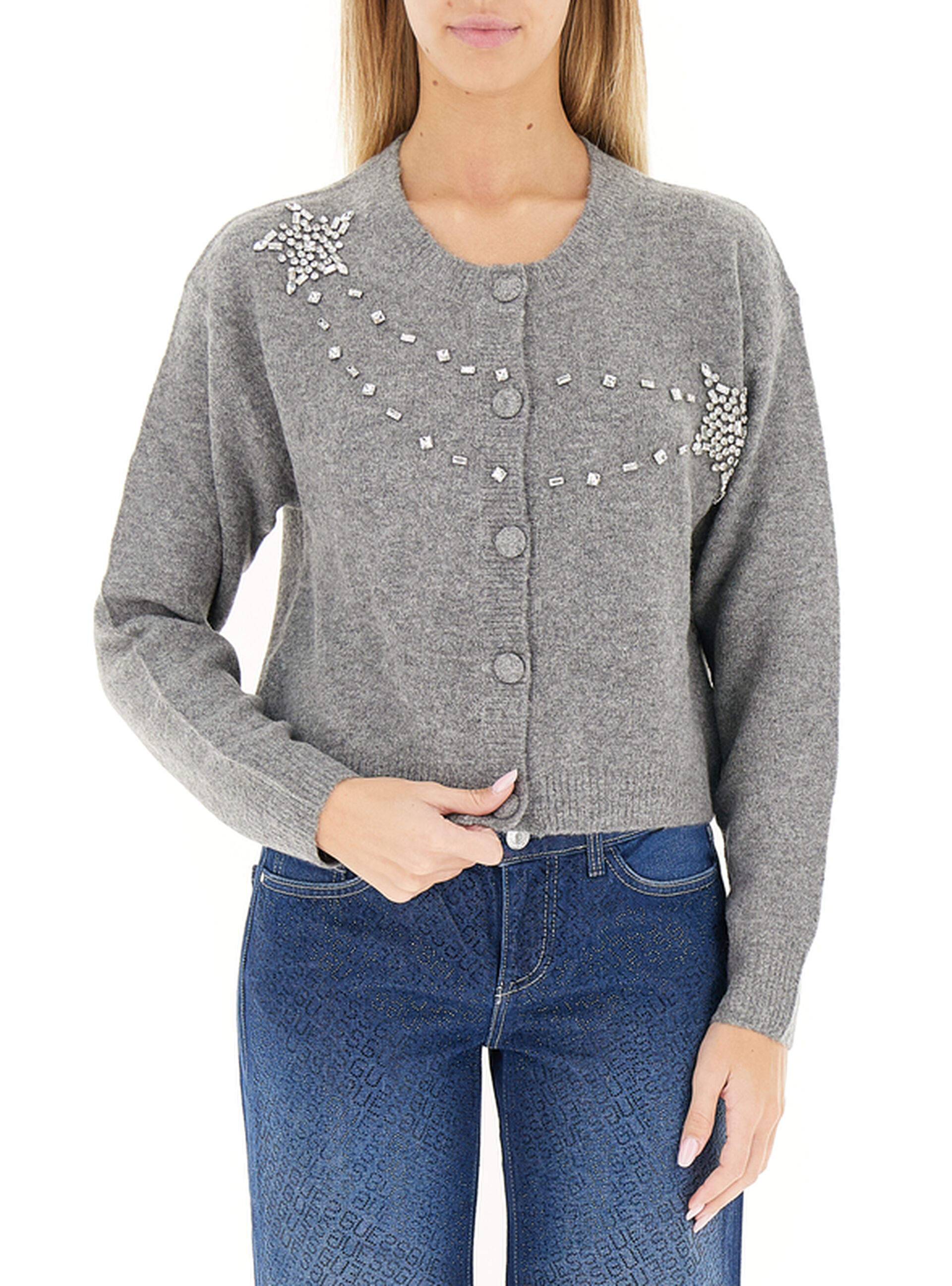 Cardigan girocollo GRIGIO