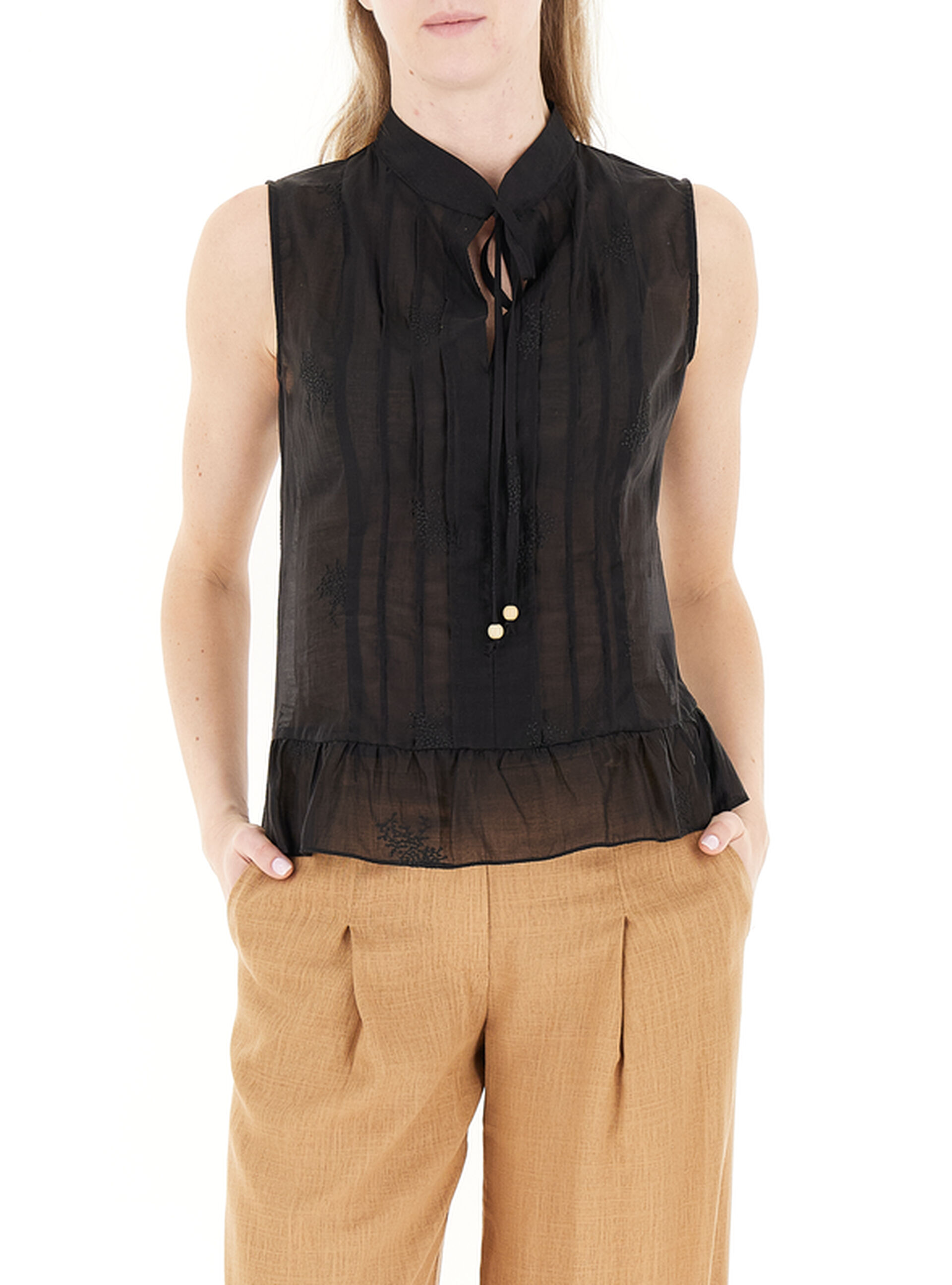 RINASCIMENTO Blusa smanicata NERO