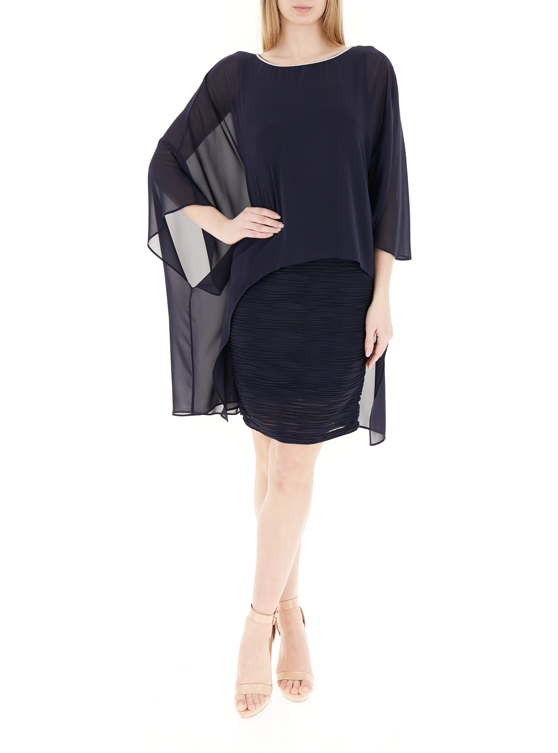 Abito inserto chiffon BLU NOTTE