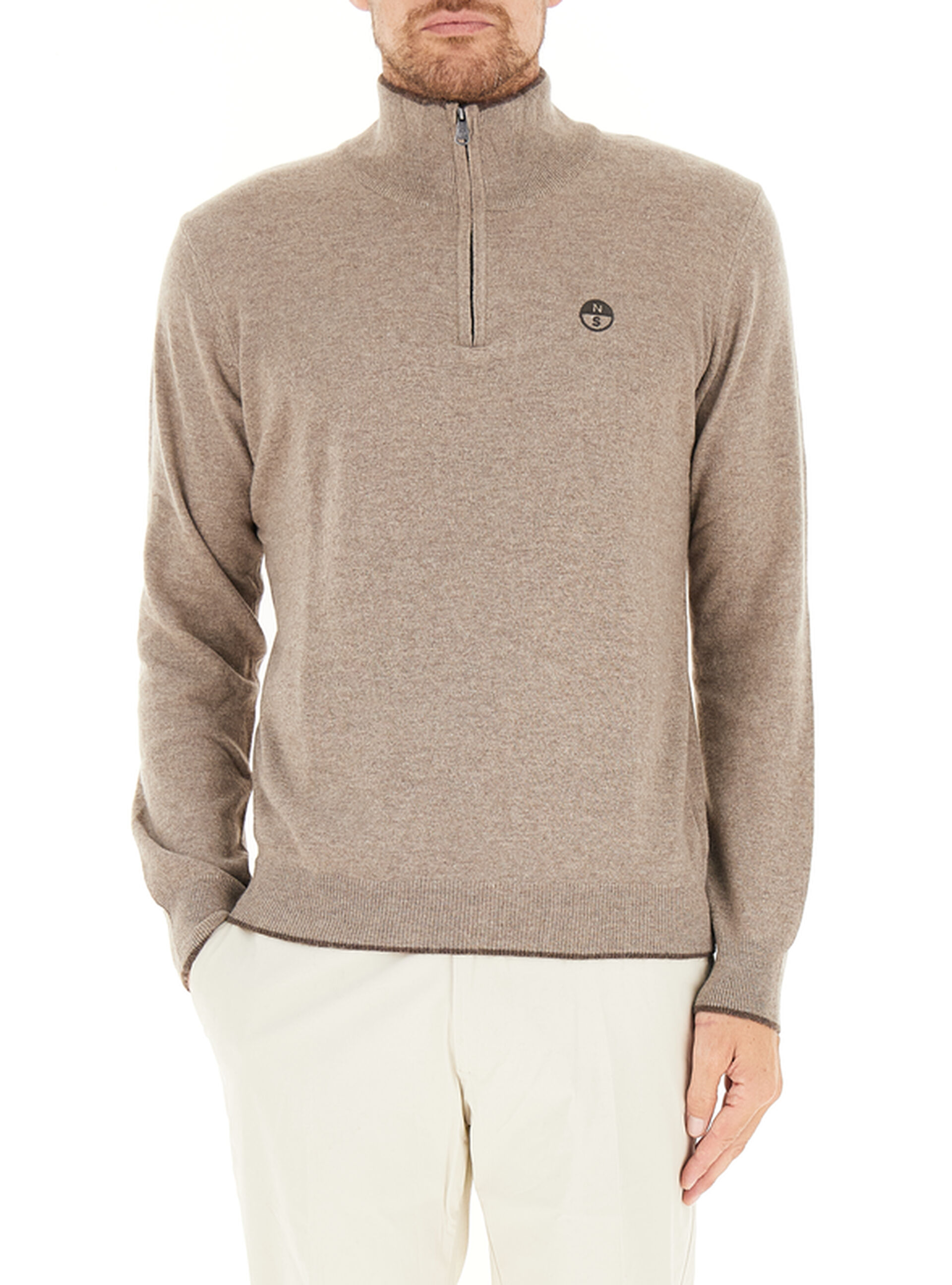 Maglione mezza zip BEIGE XXL