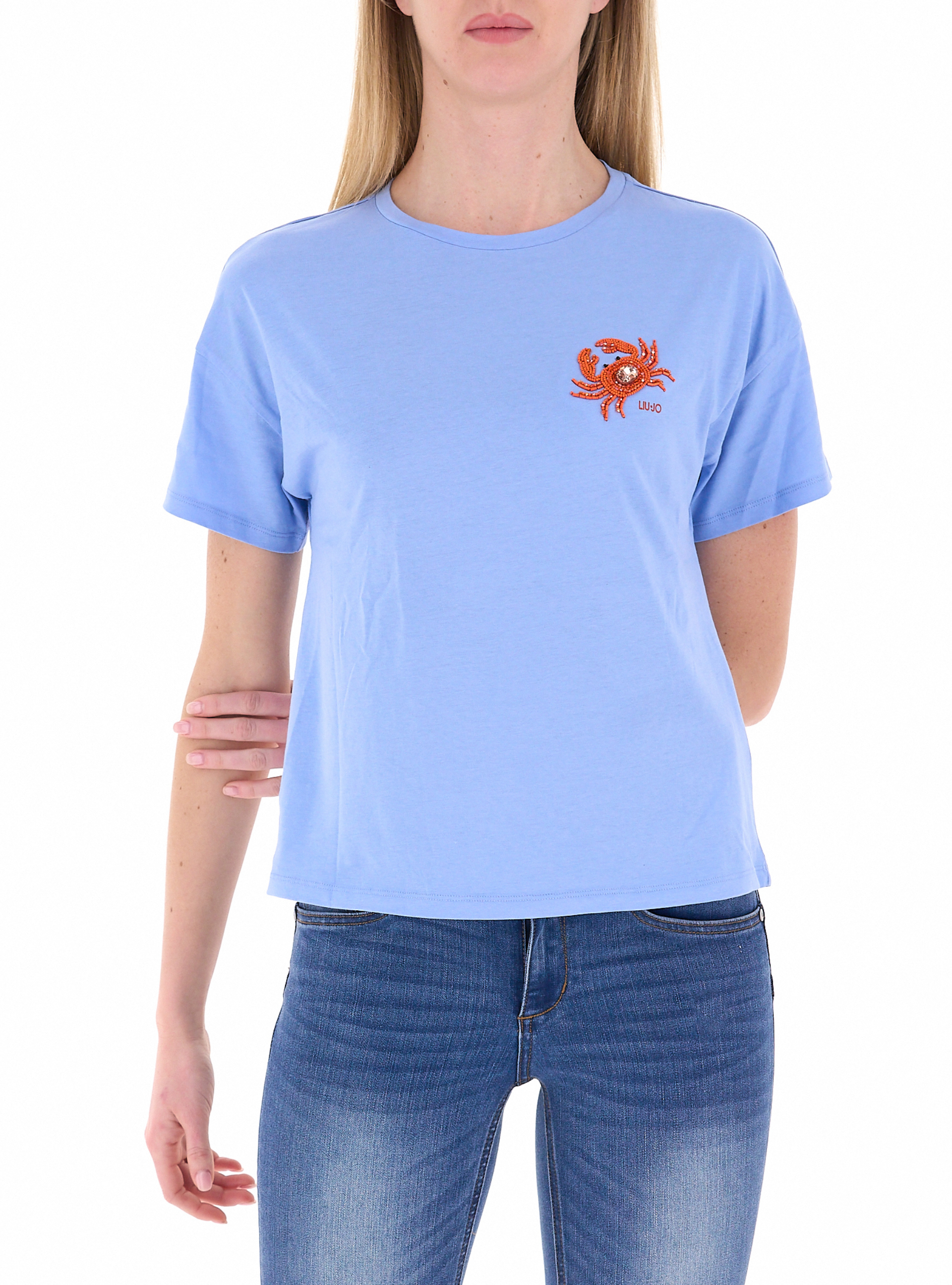 T-shirt girocollo LIU JEANS AZZURRO OXFORD S