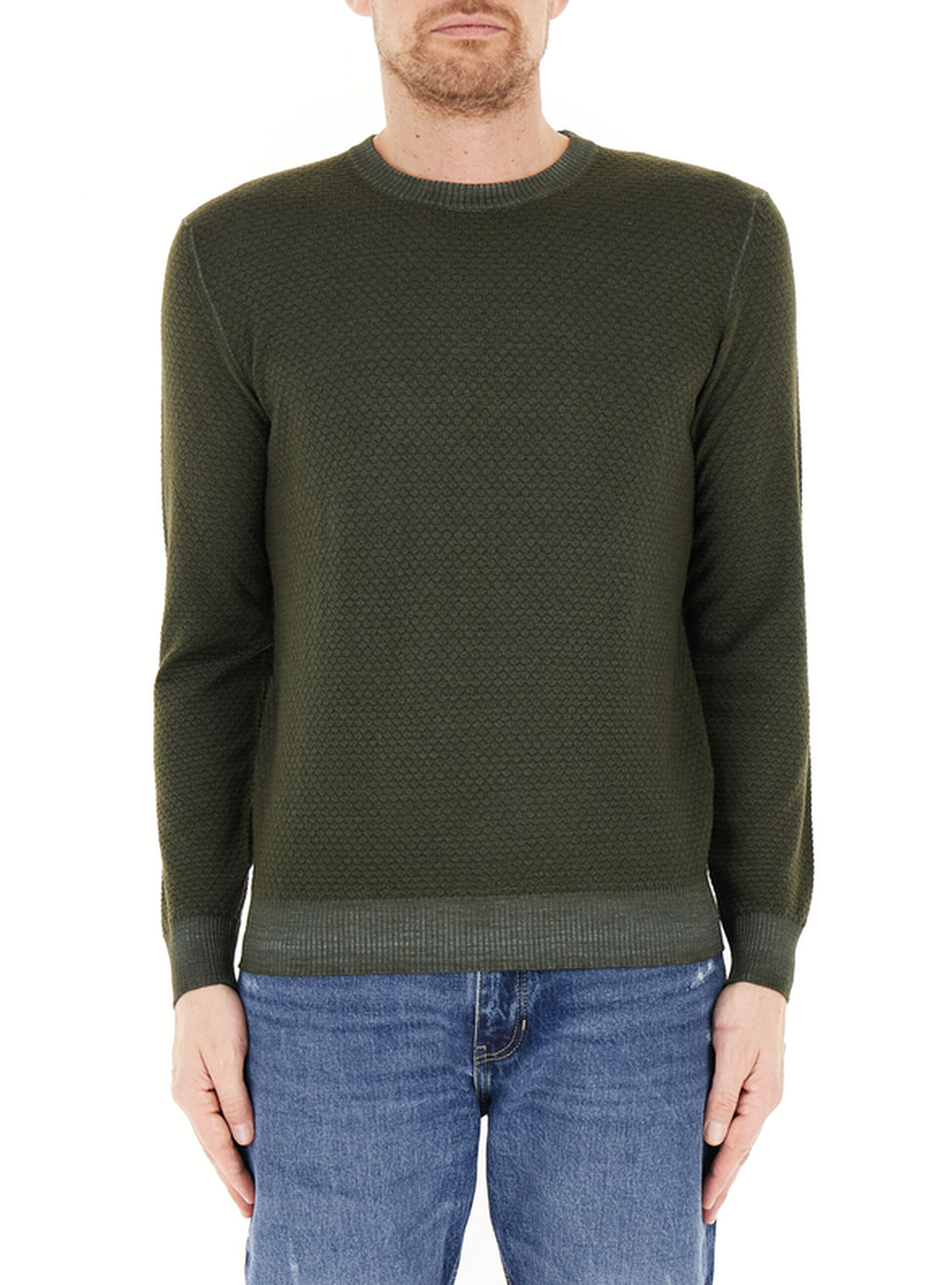 Maglione lana merino VERDE MILITARE 48