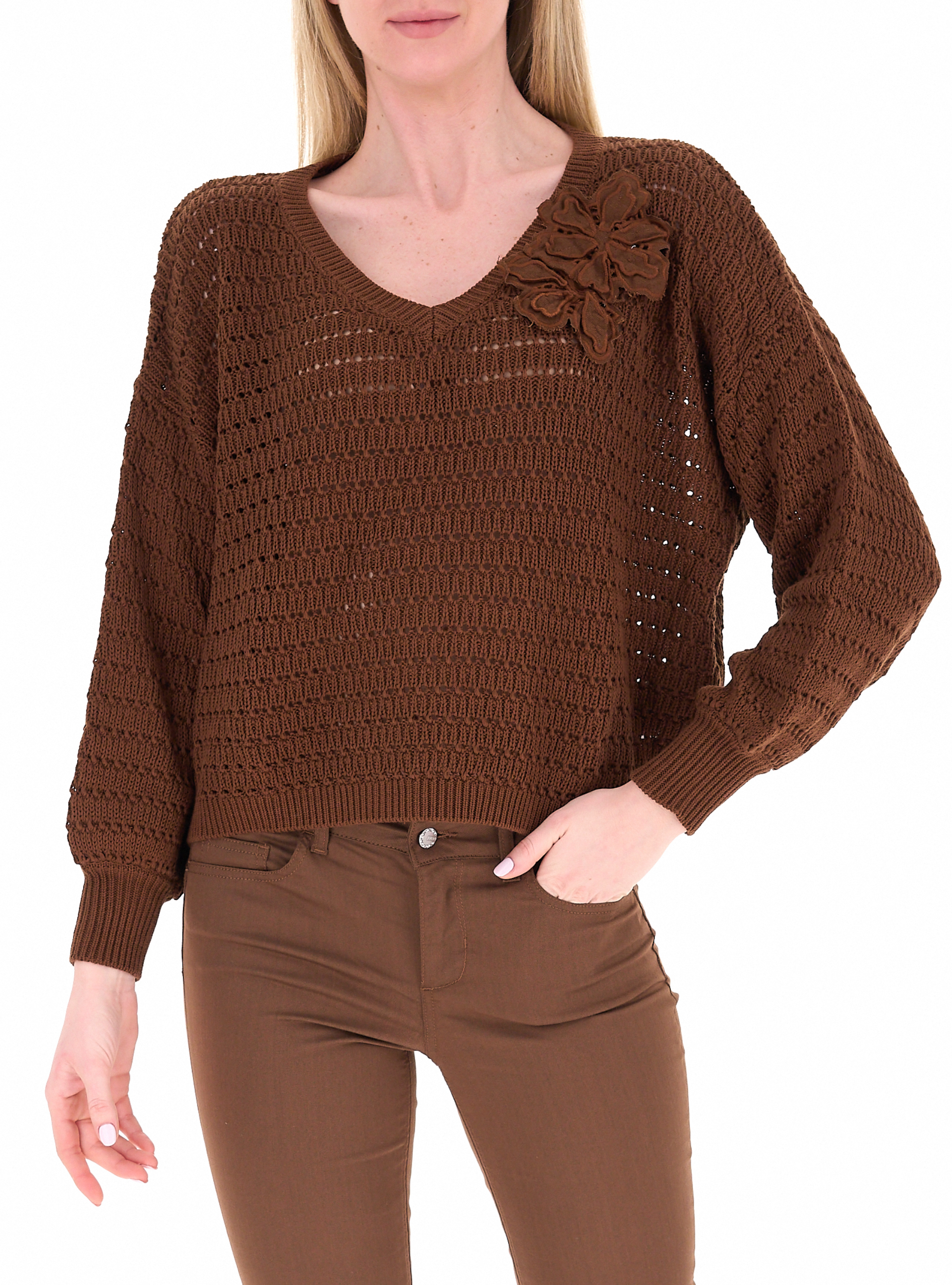 LIU JO Maglia traforata MARRONE S