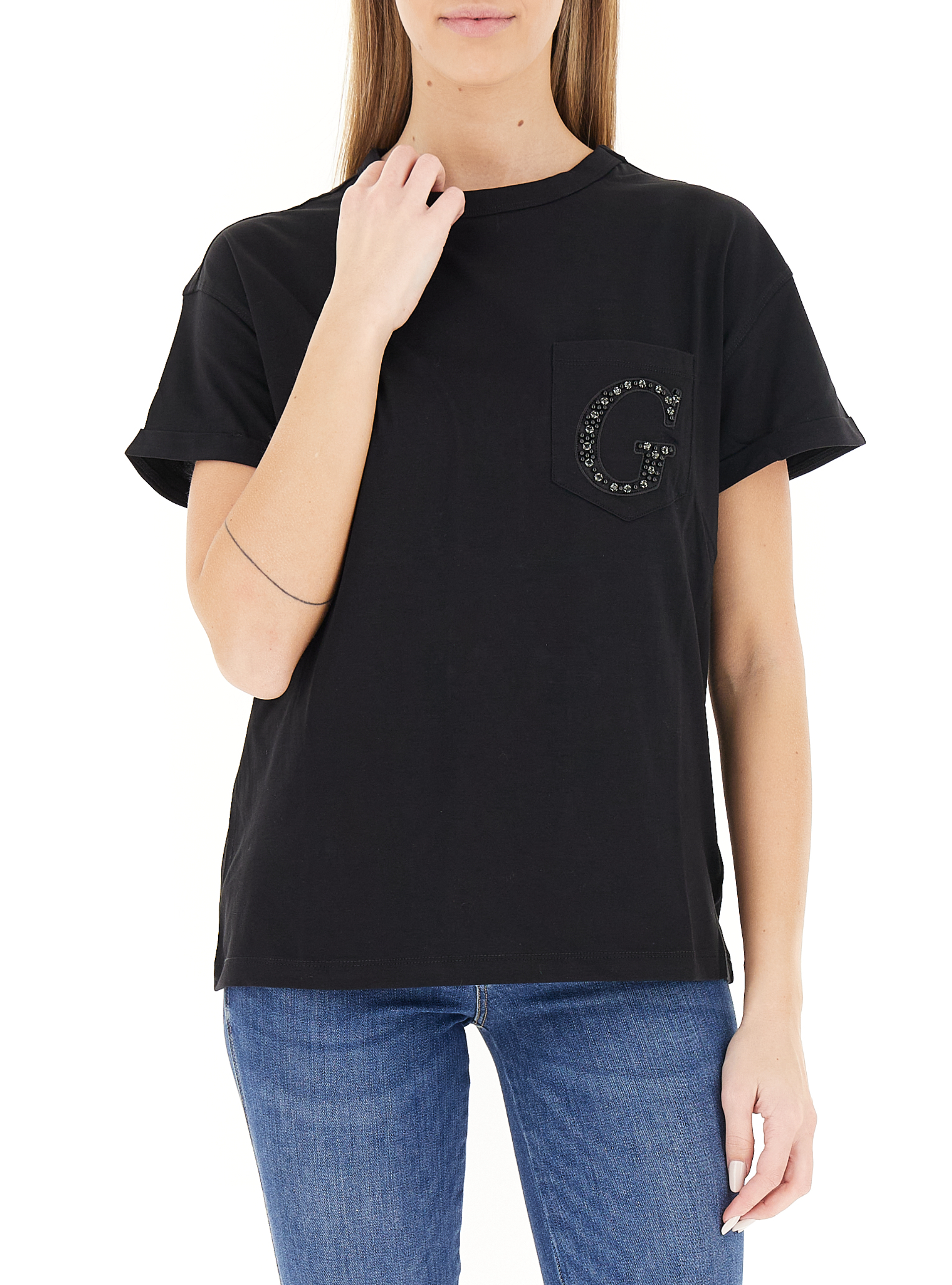 Guess T-shirt girocollo NERO