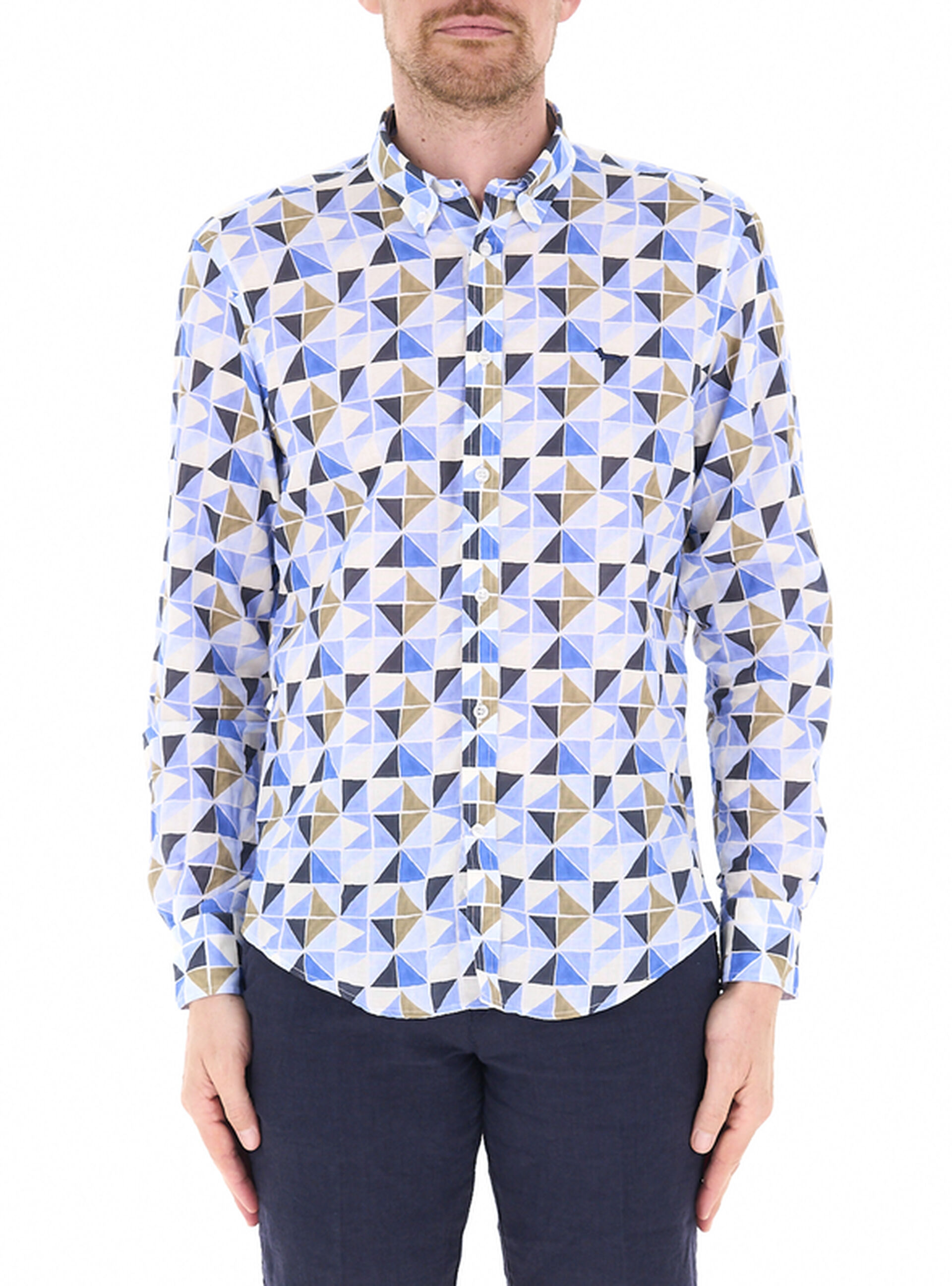 Camicia misto lino AZZURRO L