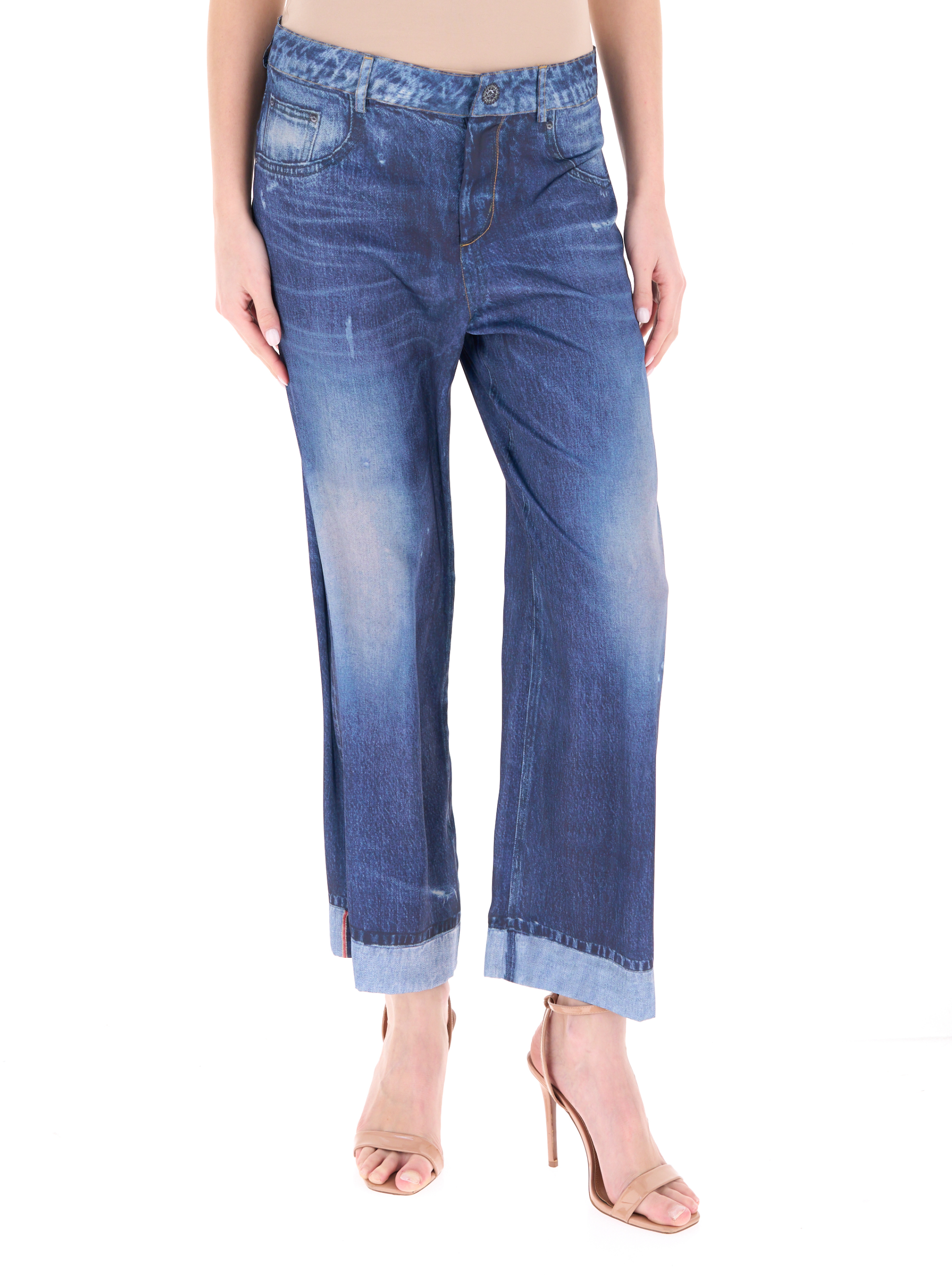 Pantalone fantasia denim BLU